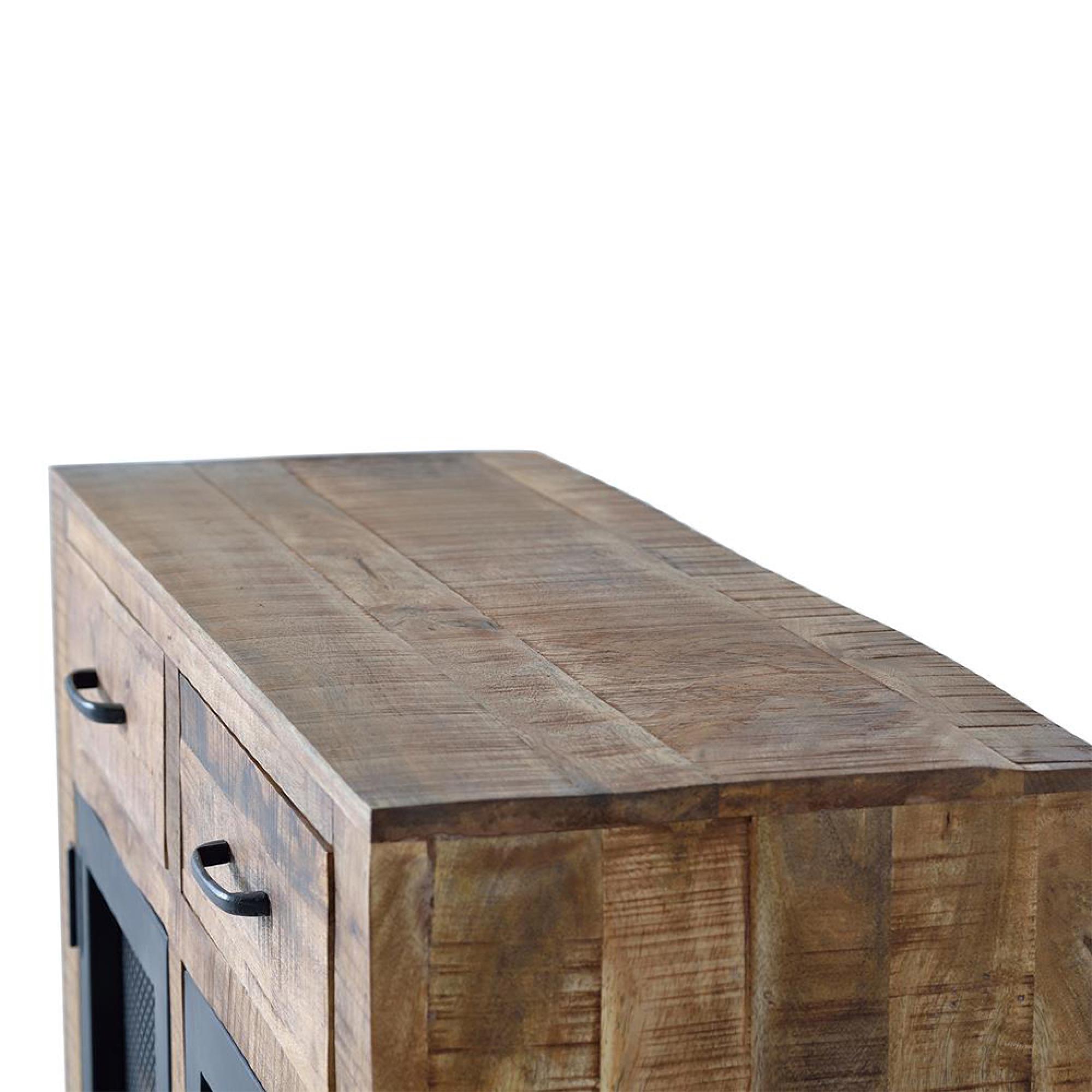 Product photograph of Hopkins Industrial Mango Wood Small 2 Door Sideboard - 100cm from Choice Furniture Superstore.