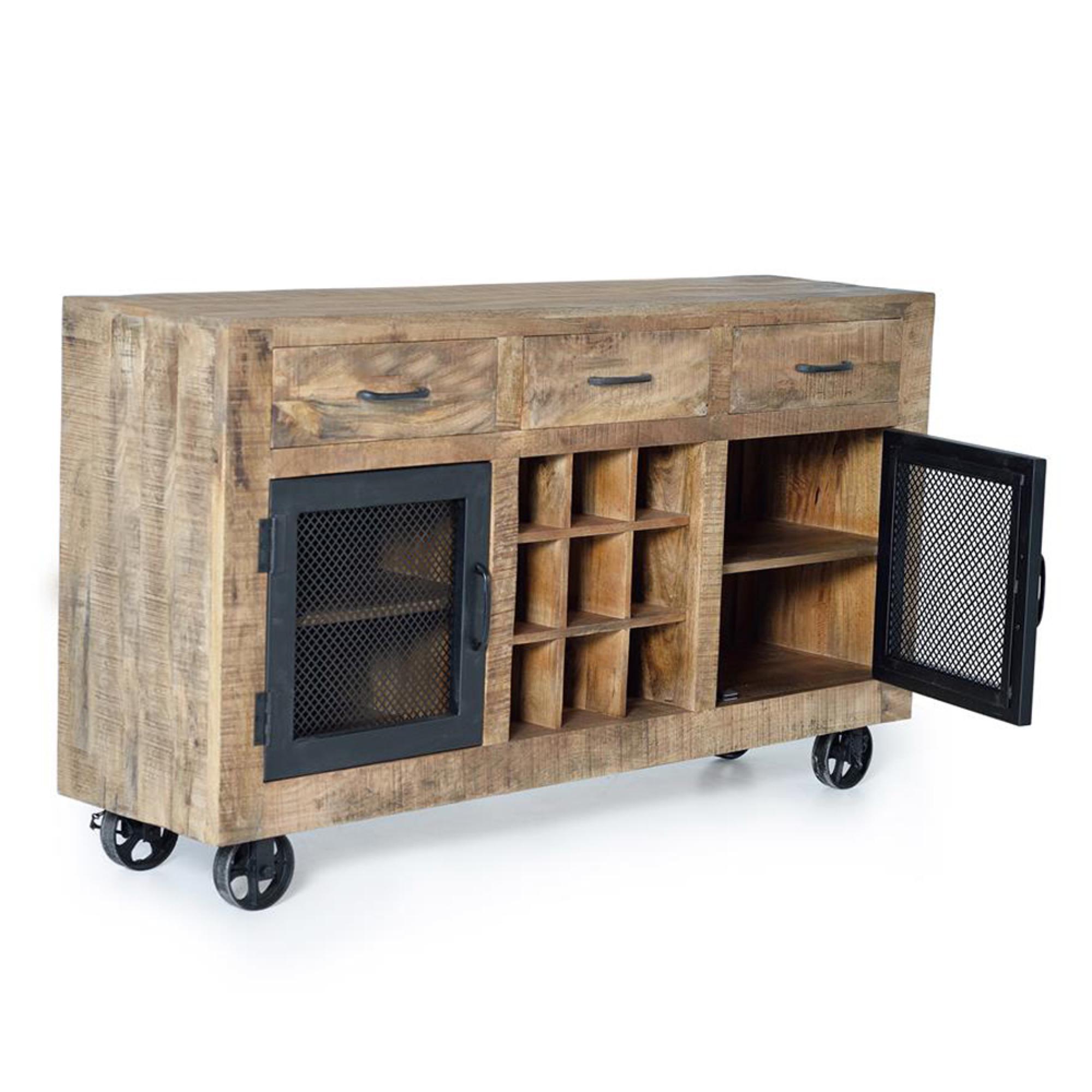 Product photograph of Hopkins Industrial Mango Wood Large 2 Door Sideboard - 150cm from Choice Furniture Superstore.