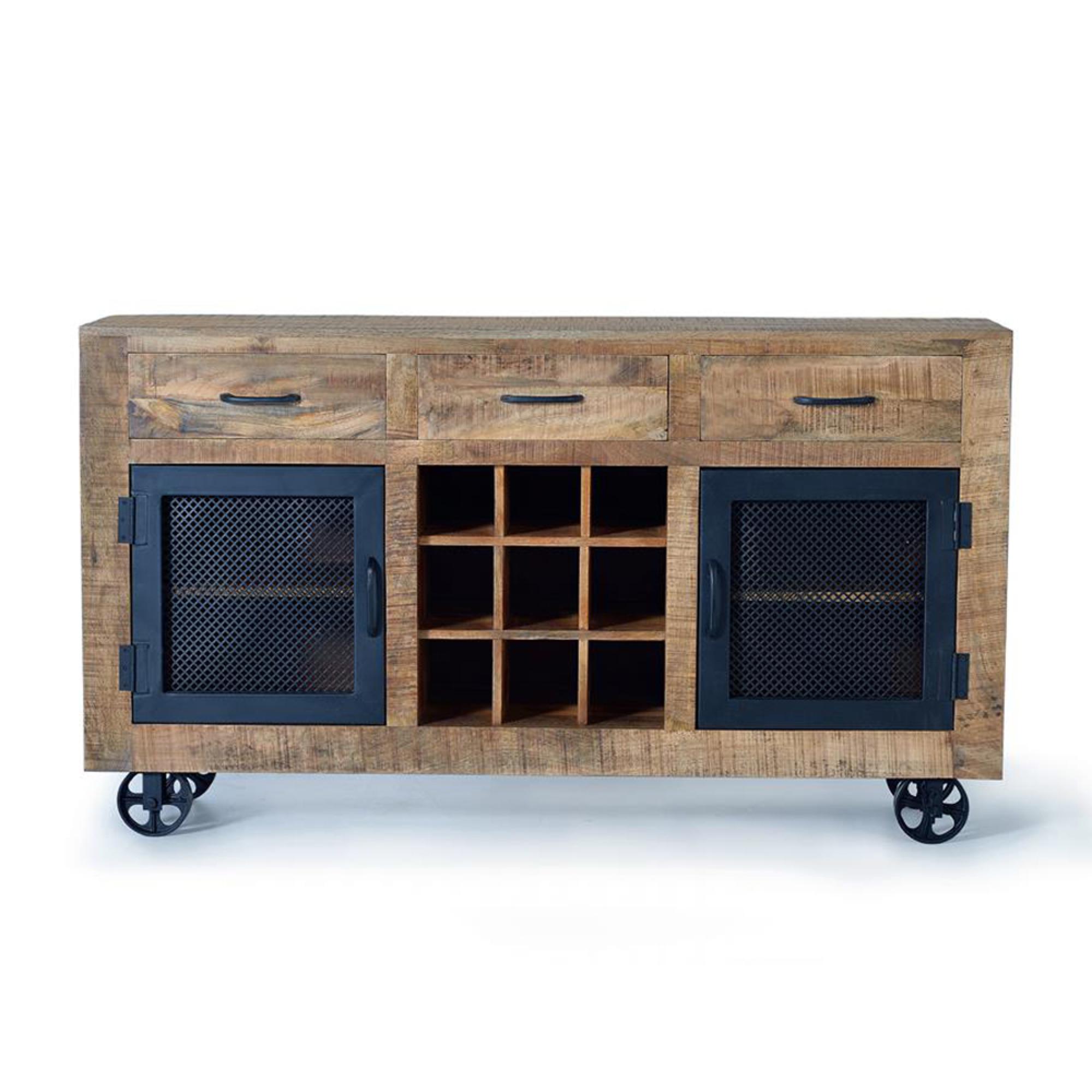 Product photograph of Hopkins Industrial Mango Wood Large 2 Door Sideboard - 150cm from Choice Furniture Superstore.