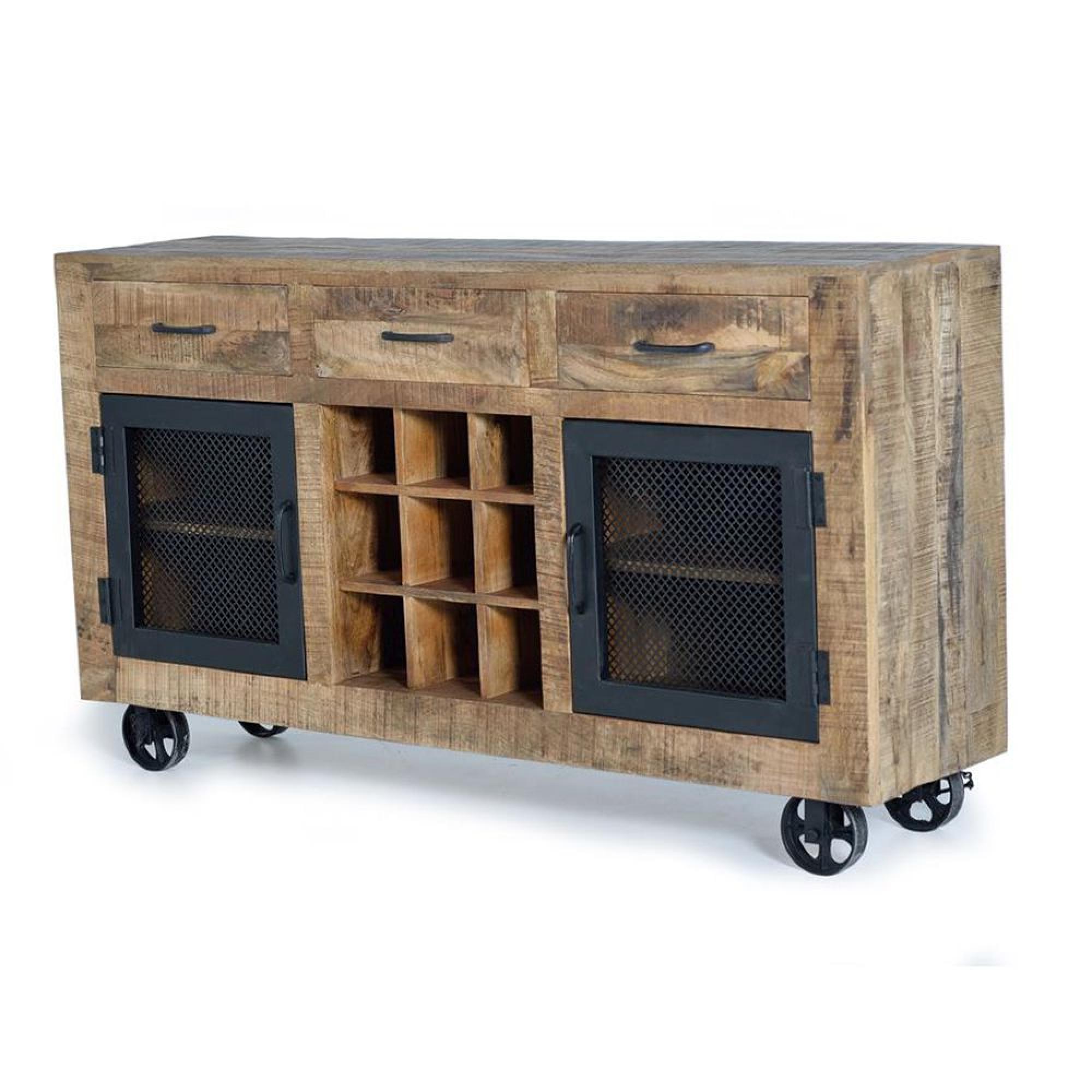 Product photograph of Hopkins Industrial Mango Wood Large 2 Door Sideboard - 150cm from Choice Furniture Superstore.