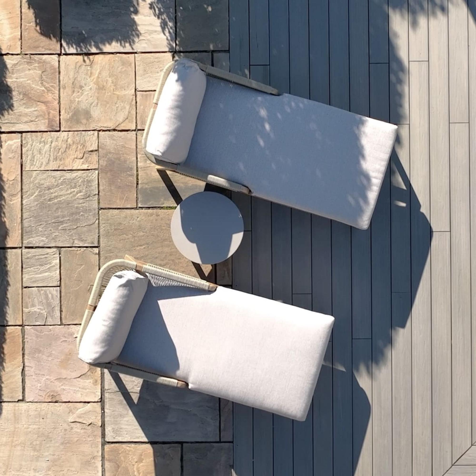 Product photograph of Maze Martinique Light Brown Double Sunlounger Set from Choice Furniture Superstore.
