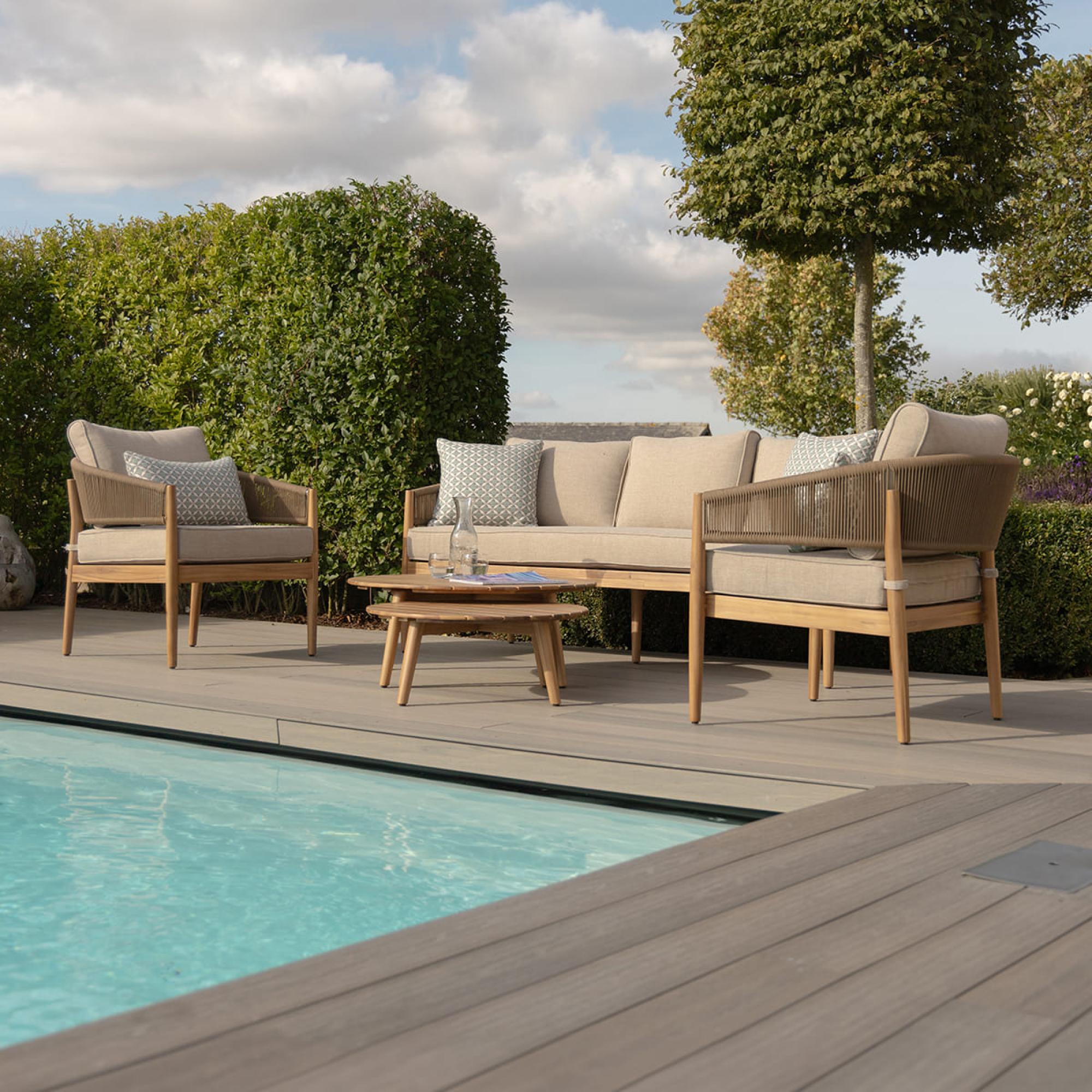Product photograph of Maze Porto Sandstone 3 Seat Sofa Set from Choice Furniture Superstore.