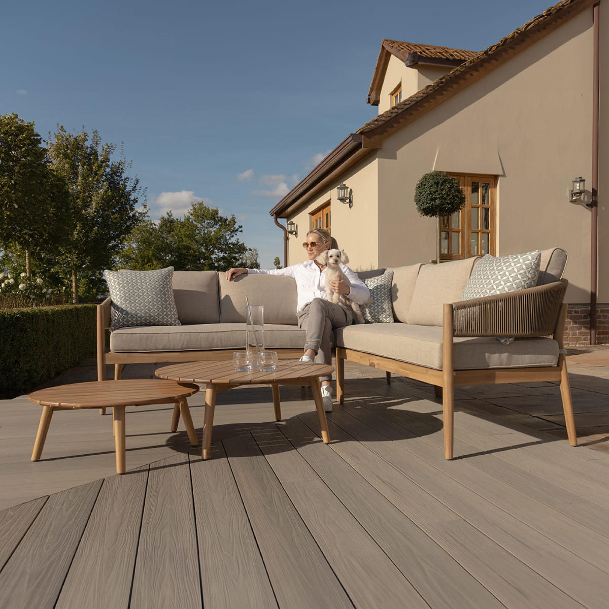 Product photograph of Maze Porto Sandstone Corner Sofa Set from Choice Furniture Superstore.