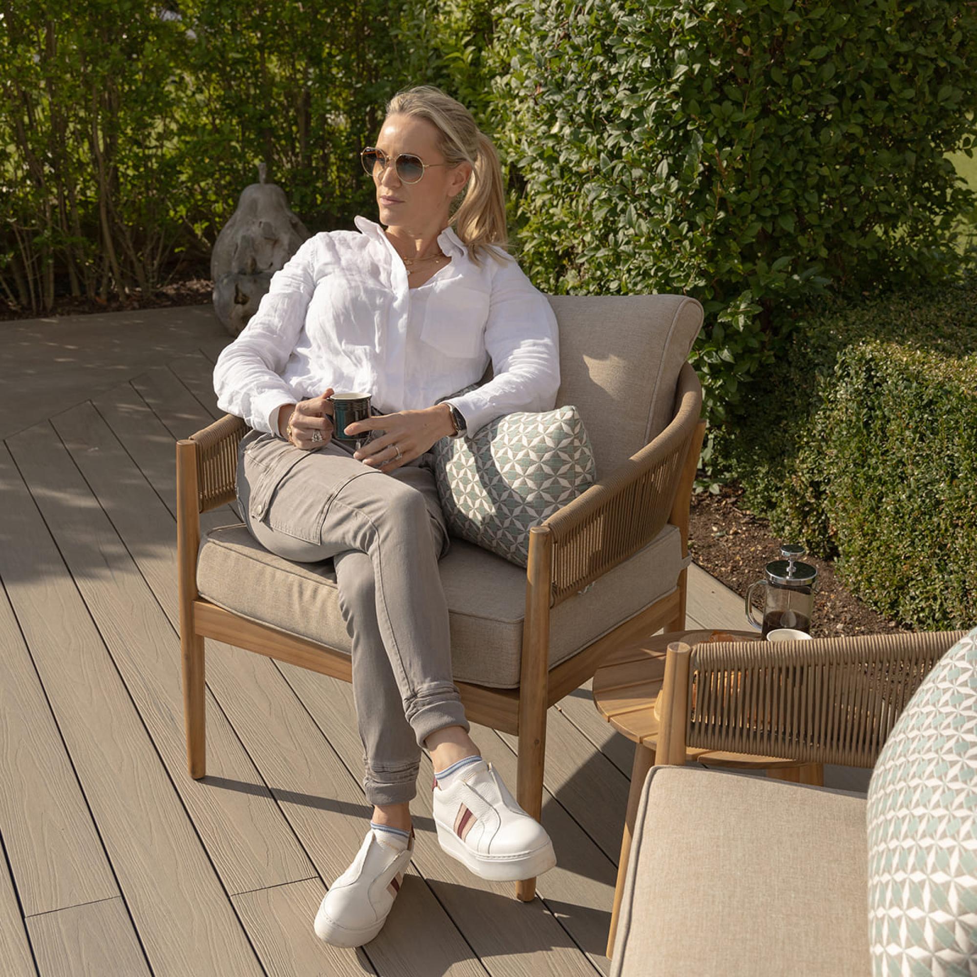 Product photograph of Maze Porto Sandstone Lounge Chair from Choice Furniture Superstore.