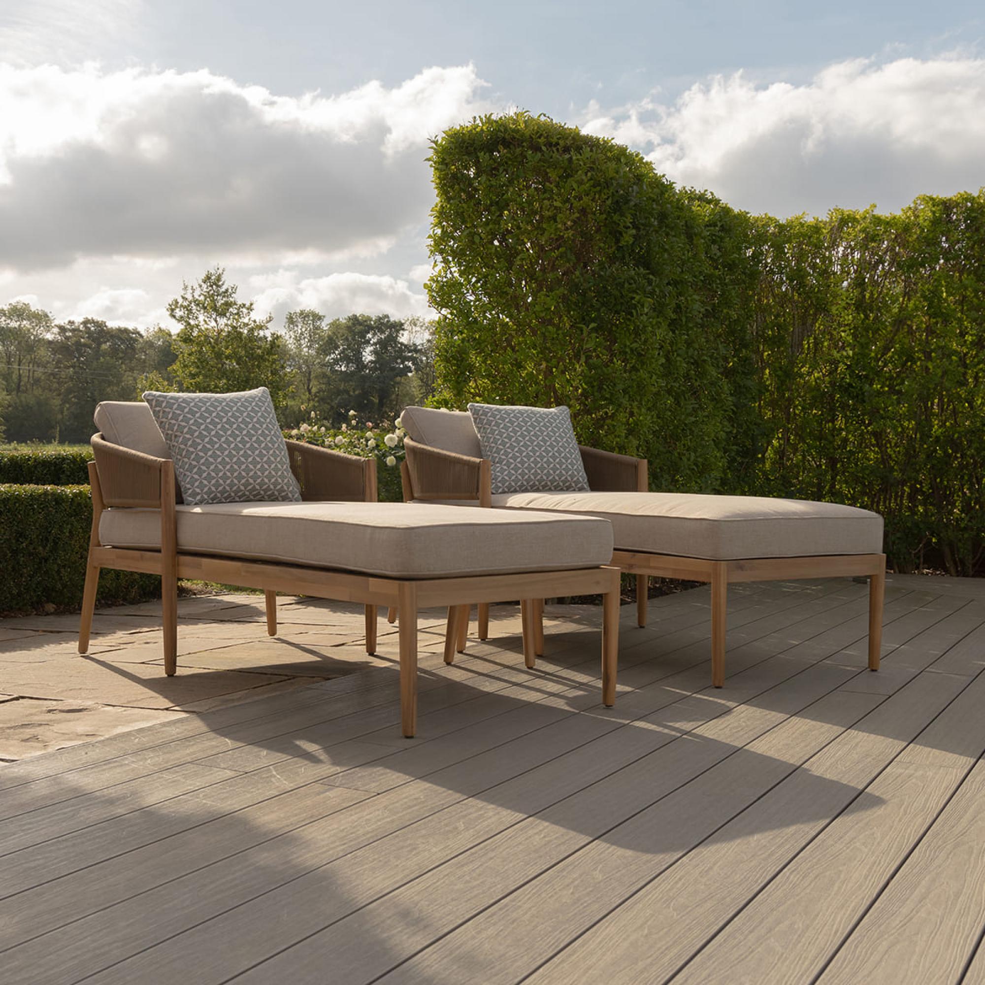 Product photograph of Maze Porto Sandstone Double Sunlounger Set from Choice Furniture Superstore.