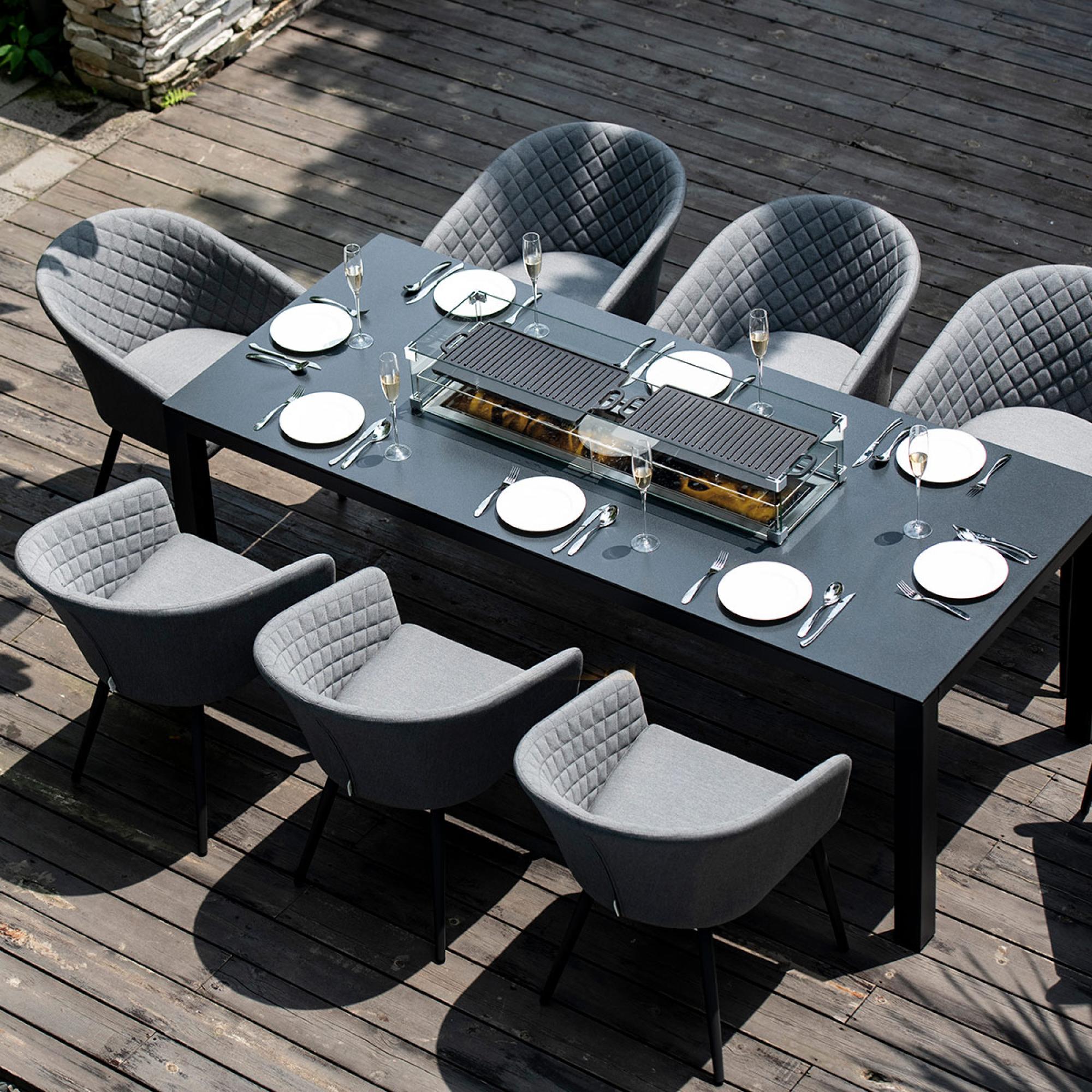 Product photograph of Maze Ambition Flanelle 8 Seat Fire Pit Dining Set from Choice Furniture Superstore.