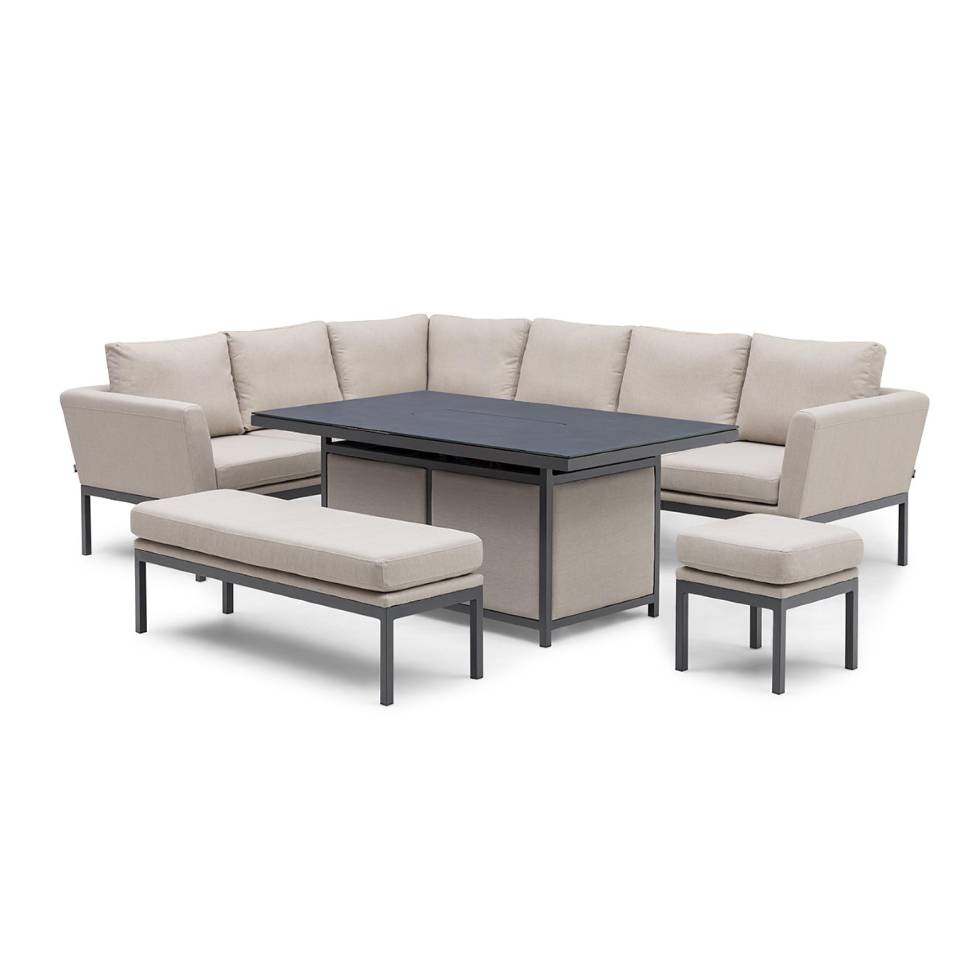 Product photograph of Maze Pulse Oatmeal Corner Dining Set - With Fire Pit Table from Choice Furniture Superstore.