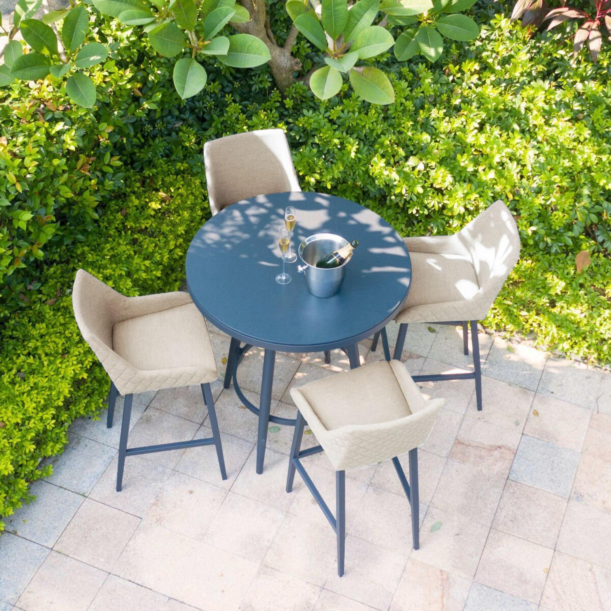 Product photograph of Maze Regal Oatmeal 4 Seat Round Bar Set from Choice Furniture Superstore.