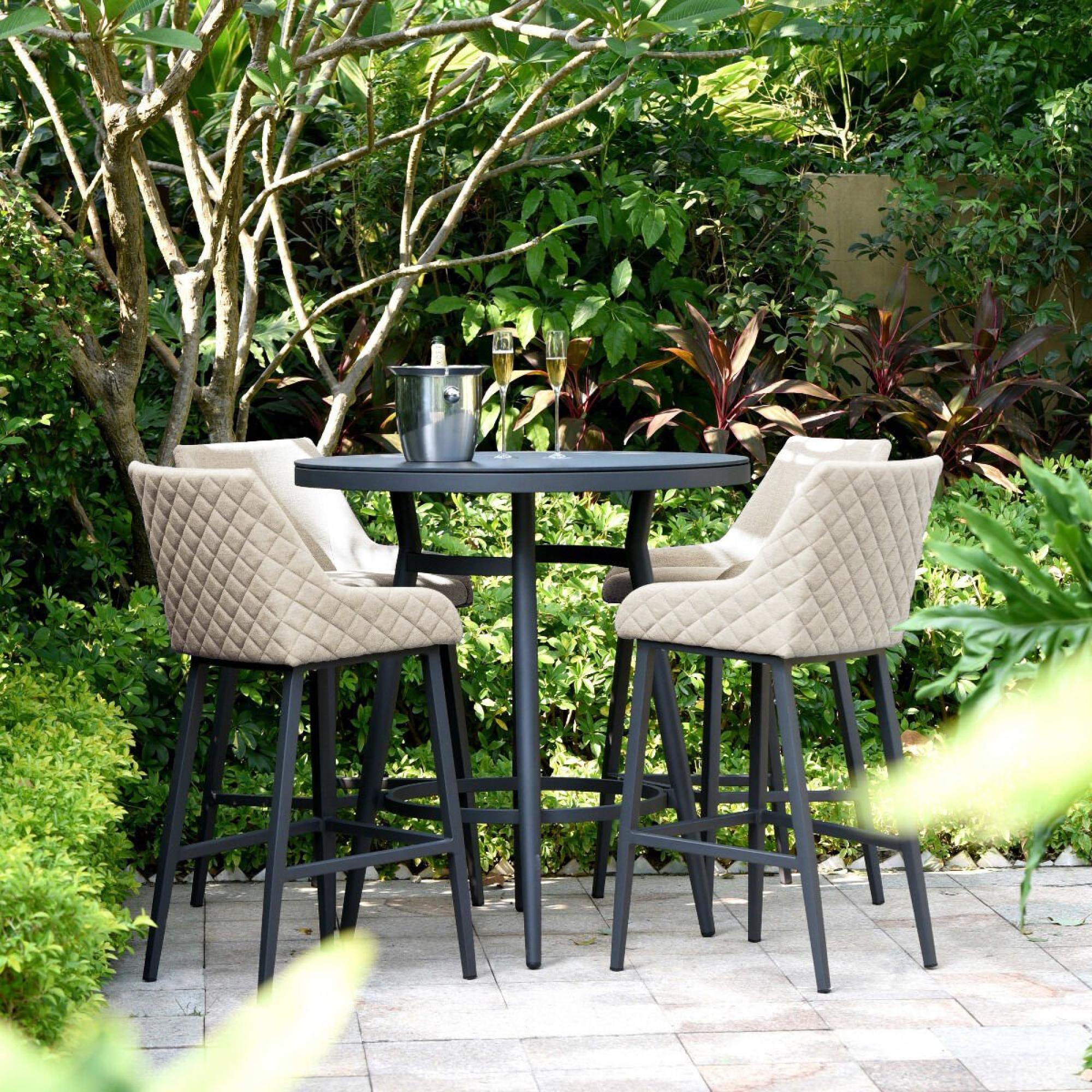 Product photograph of Maze Regal Oatmeal 4 Seat Round Bar Set from Choice Furniture Superstore.