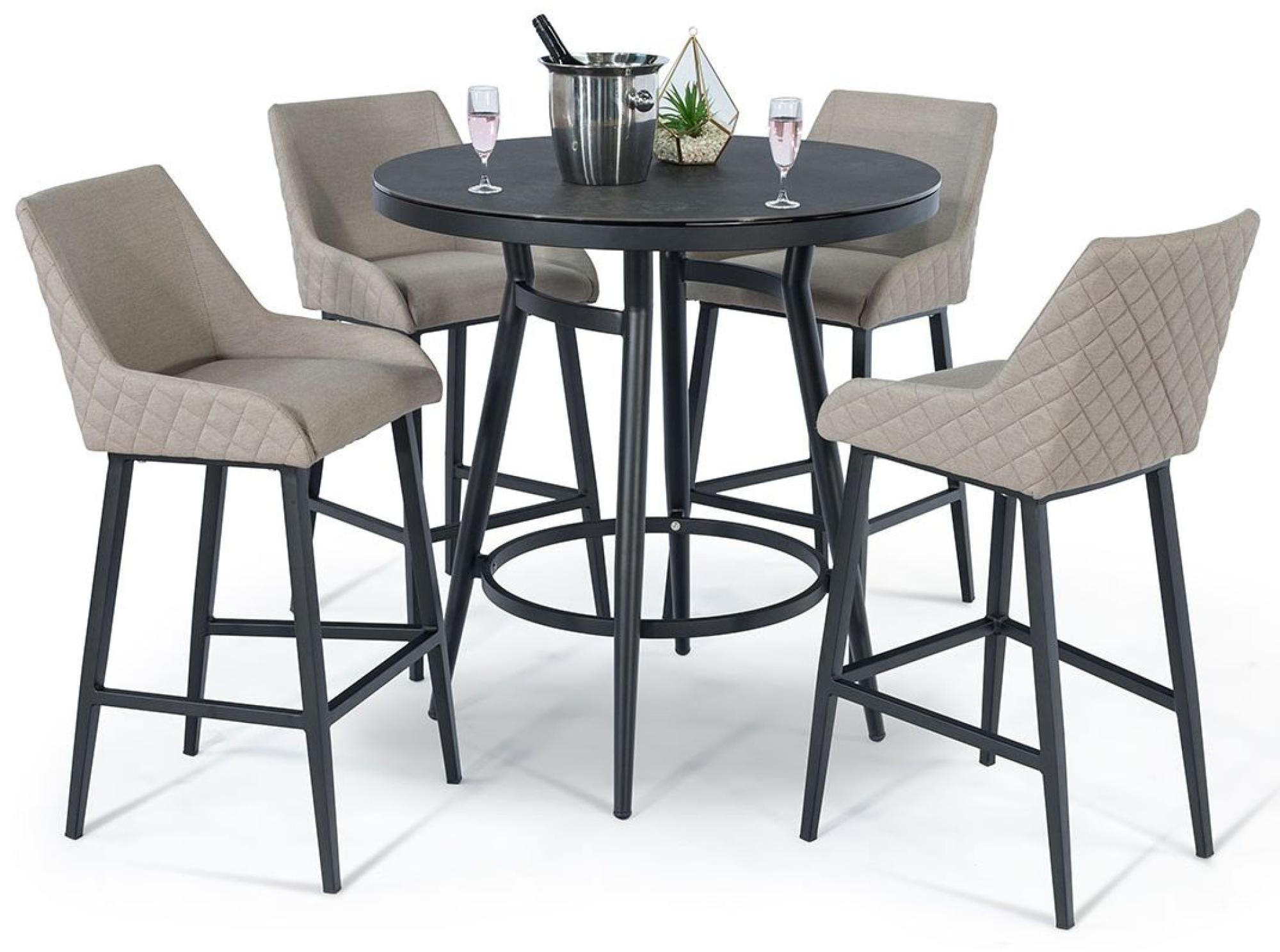 Product photograph of Maze Regal Oatmeal 4 Seat Round Bar Set from Choice Furniture Superstore.