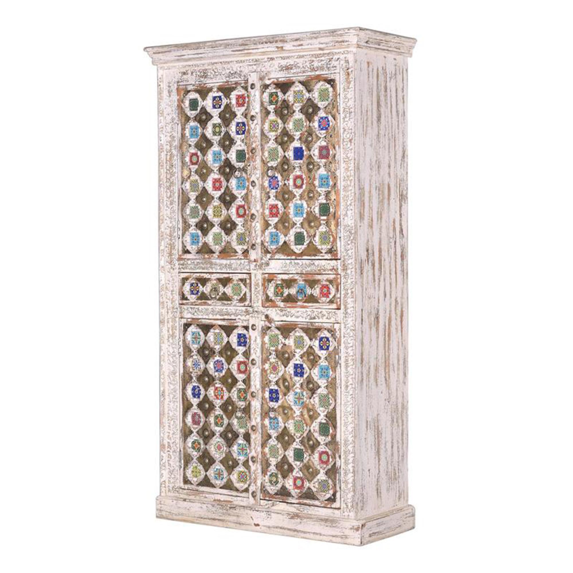 Product photograph of Awendaw Mango Wood 4 Door Hall Cabinet from Choice Furniture Superstore.