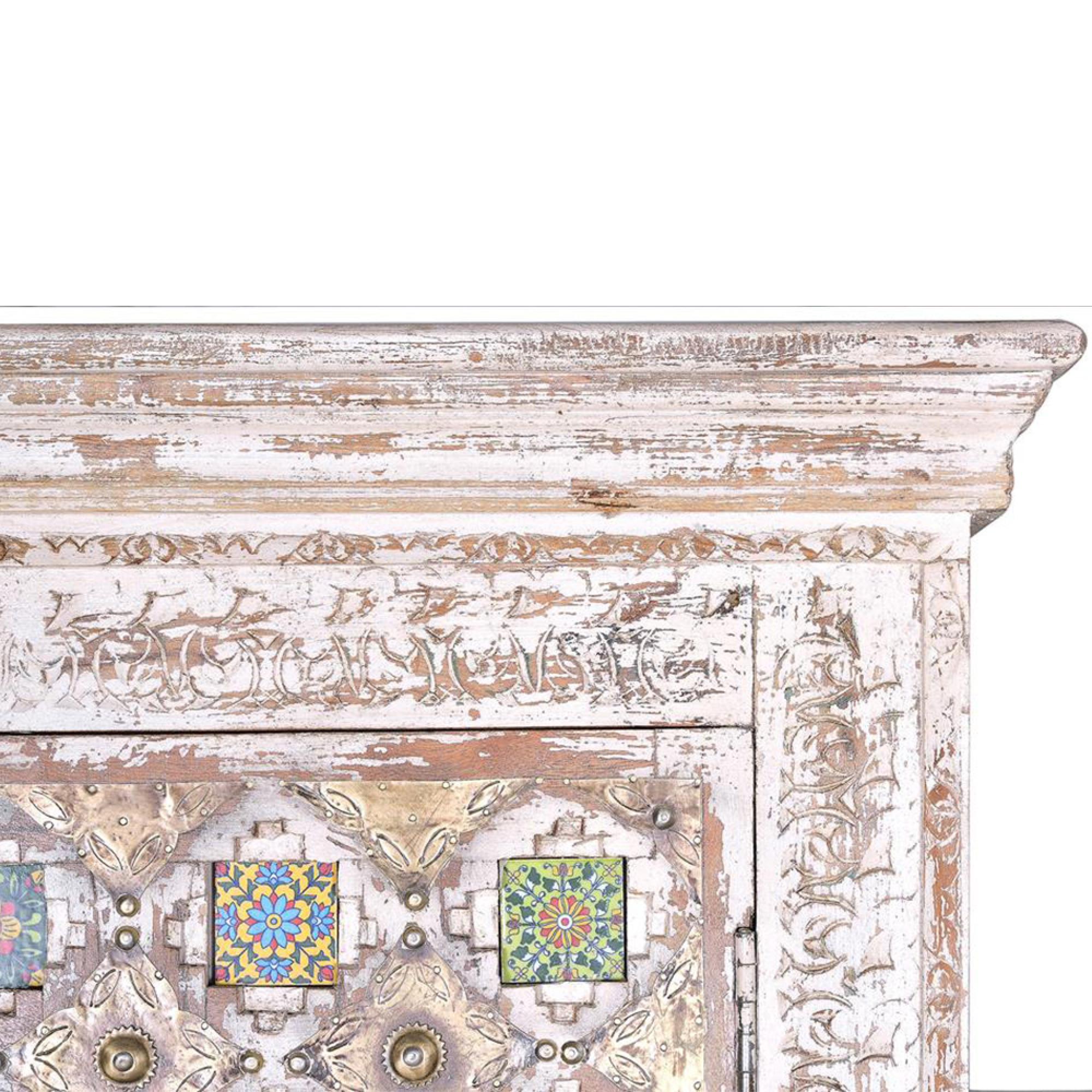 Product photograph of Awendaw Mango Wood 4 Door Hall Cabinet from Choice Furniture Superstore.