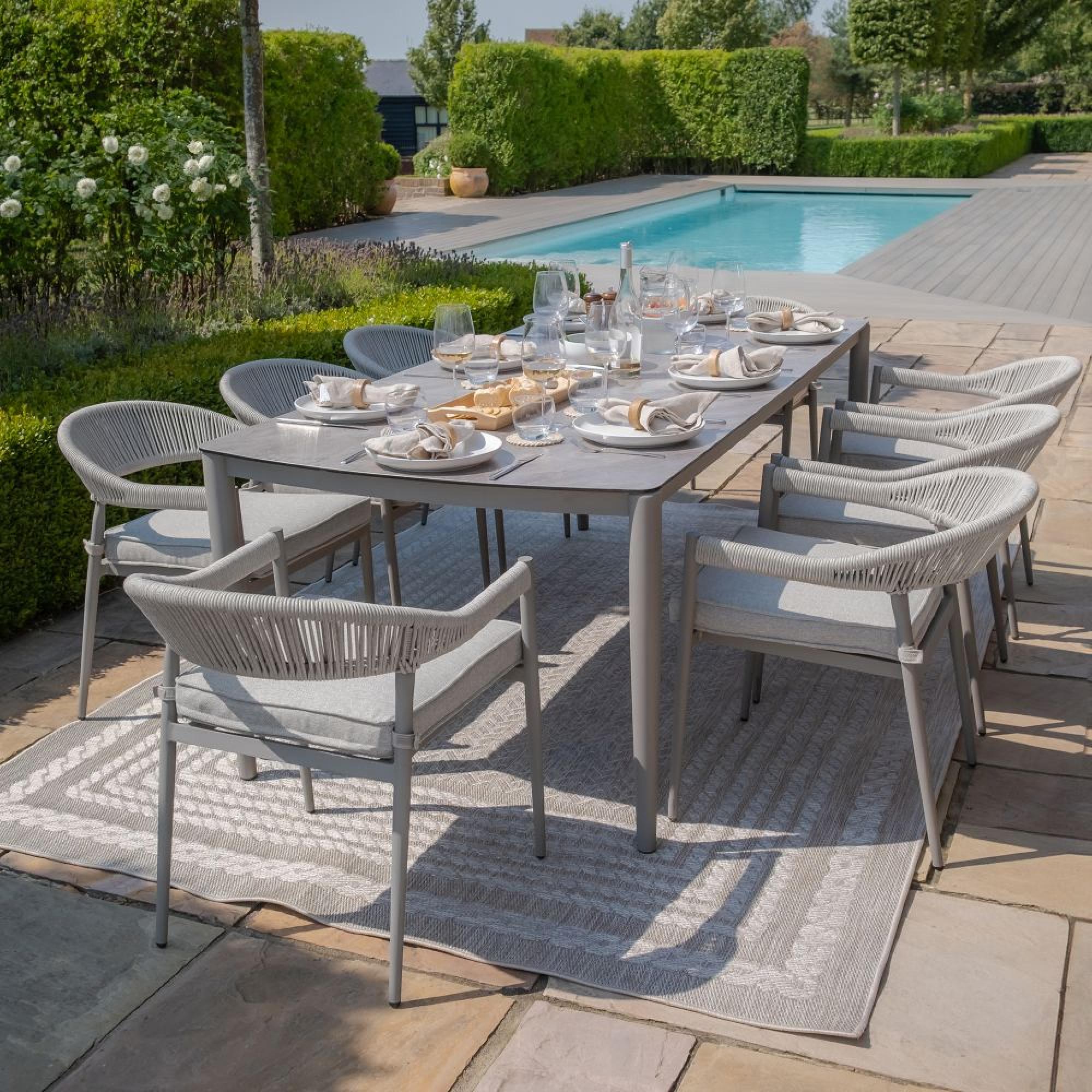 Product photograph of Maze Florence Cool Linen 8 Seat Dining Set from Choice Furniture Superstore.