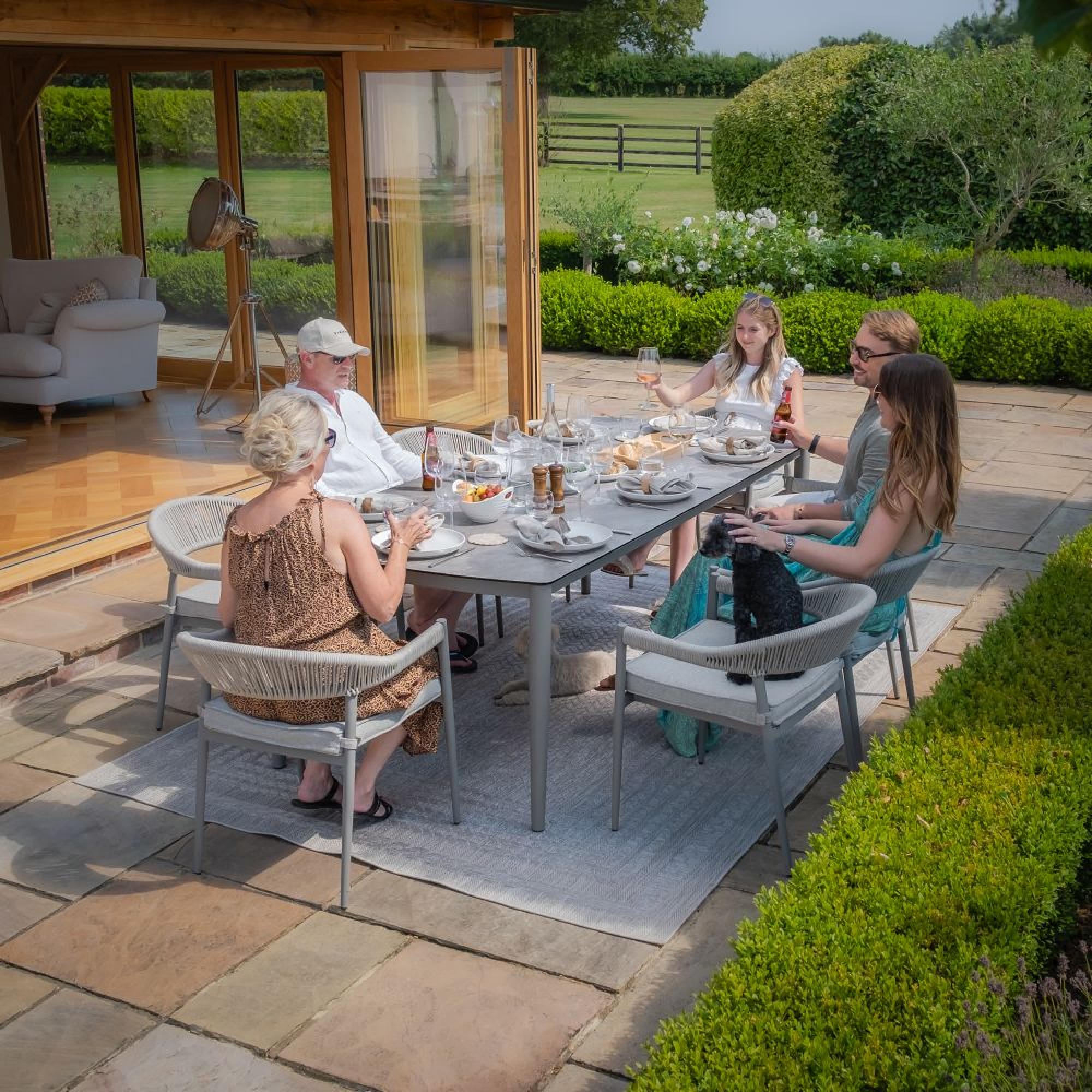 Product photograph of Maze Florence Cool Linen 8 Seat Dining Set from Choice Furniture Superstore.