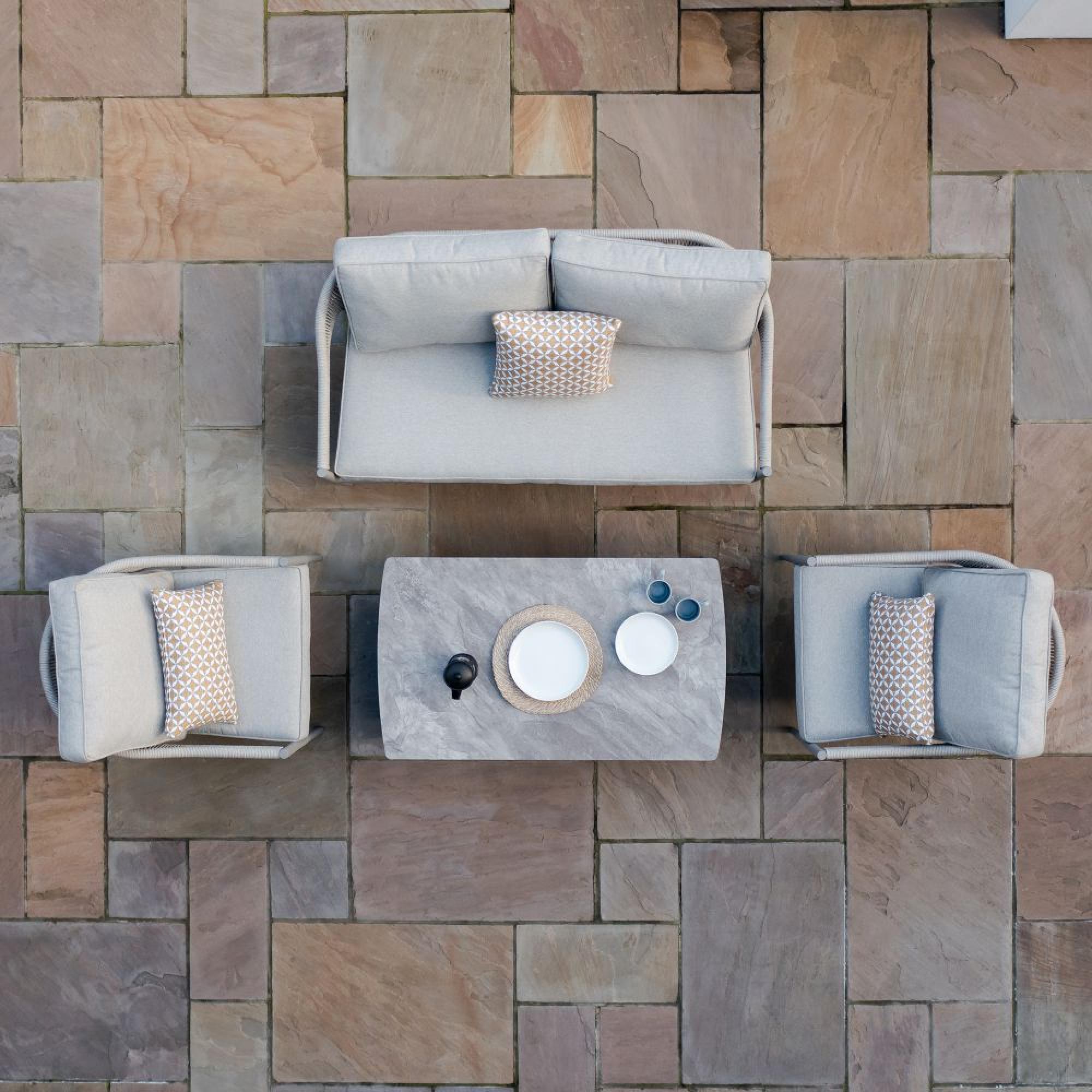 Product photograph of Maze Florence Cool Linen 2 Seat Sofa Set With 2 Armchairs from Choice Furniture Superstore.