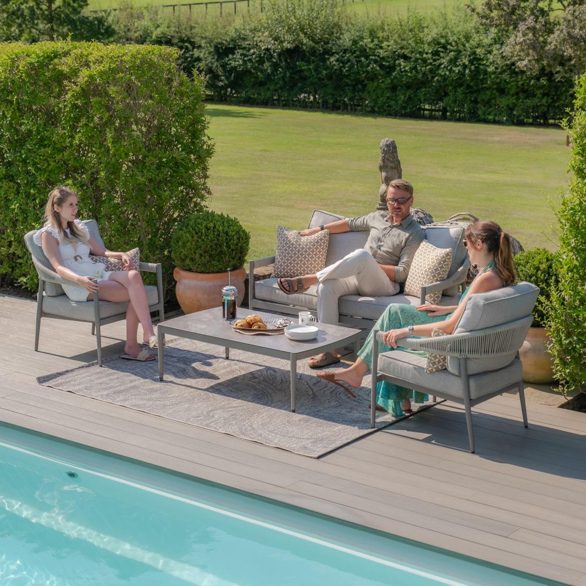 Product photograph of Maze Florence Cool Linen 2 Seat Sofa Set With 2 Armchairs from Choice Furniture Superstore.