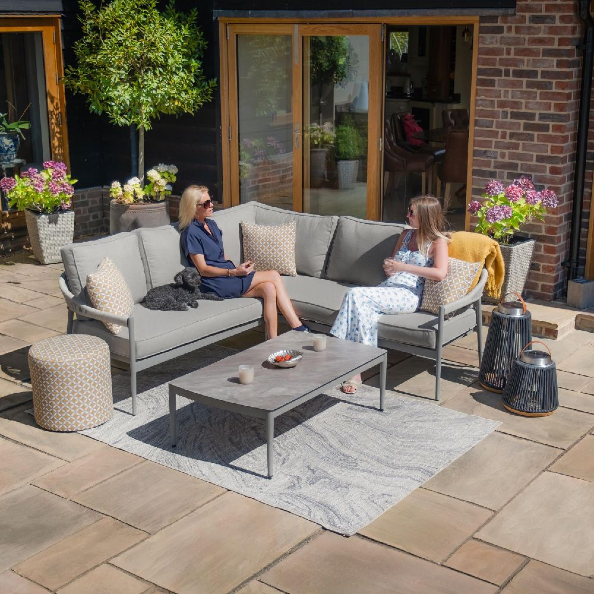 Product photograph of Maze Florence Cool Linen Small Corner Sofa Set from Choice Furniture Superstore.