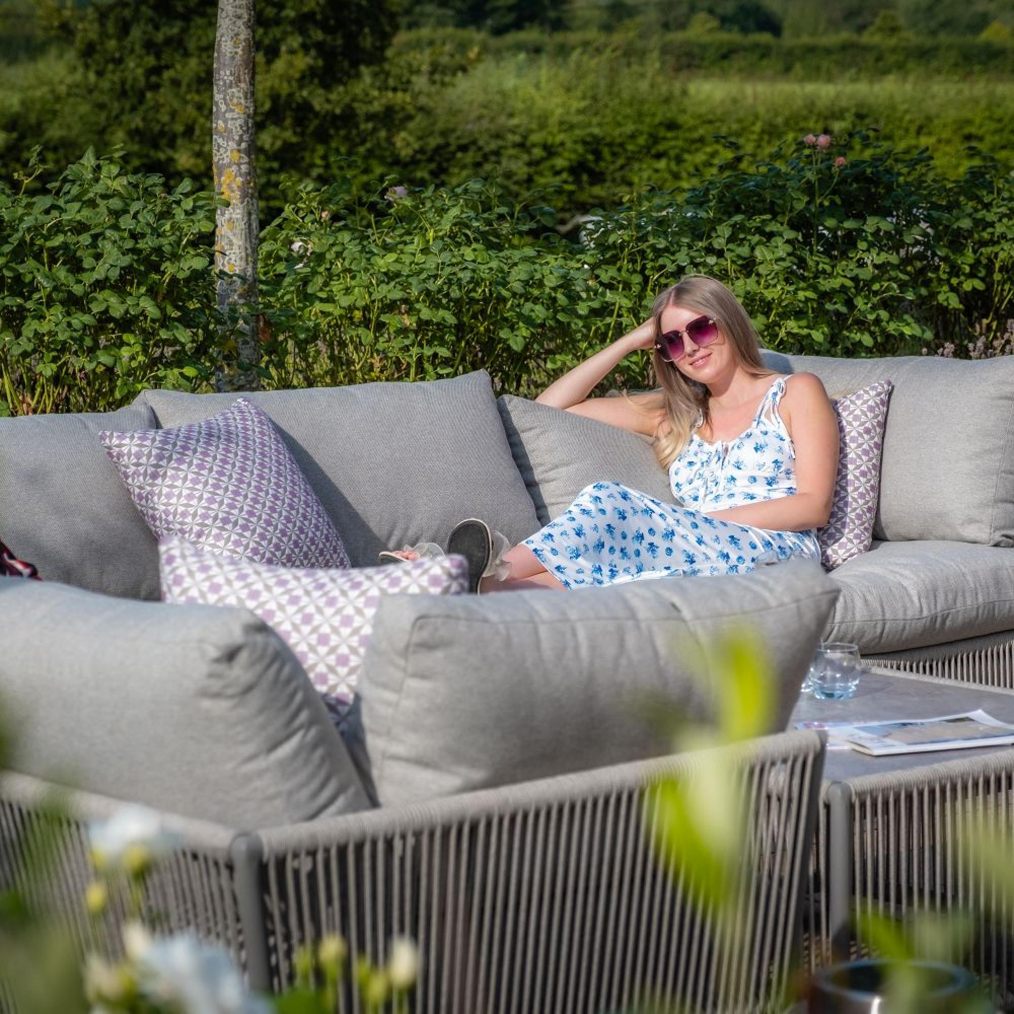 Product photograph of Maze Maldives Cool Linen U Shape Sofa Set from Choice Furniture Superstore.