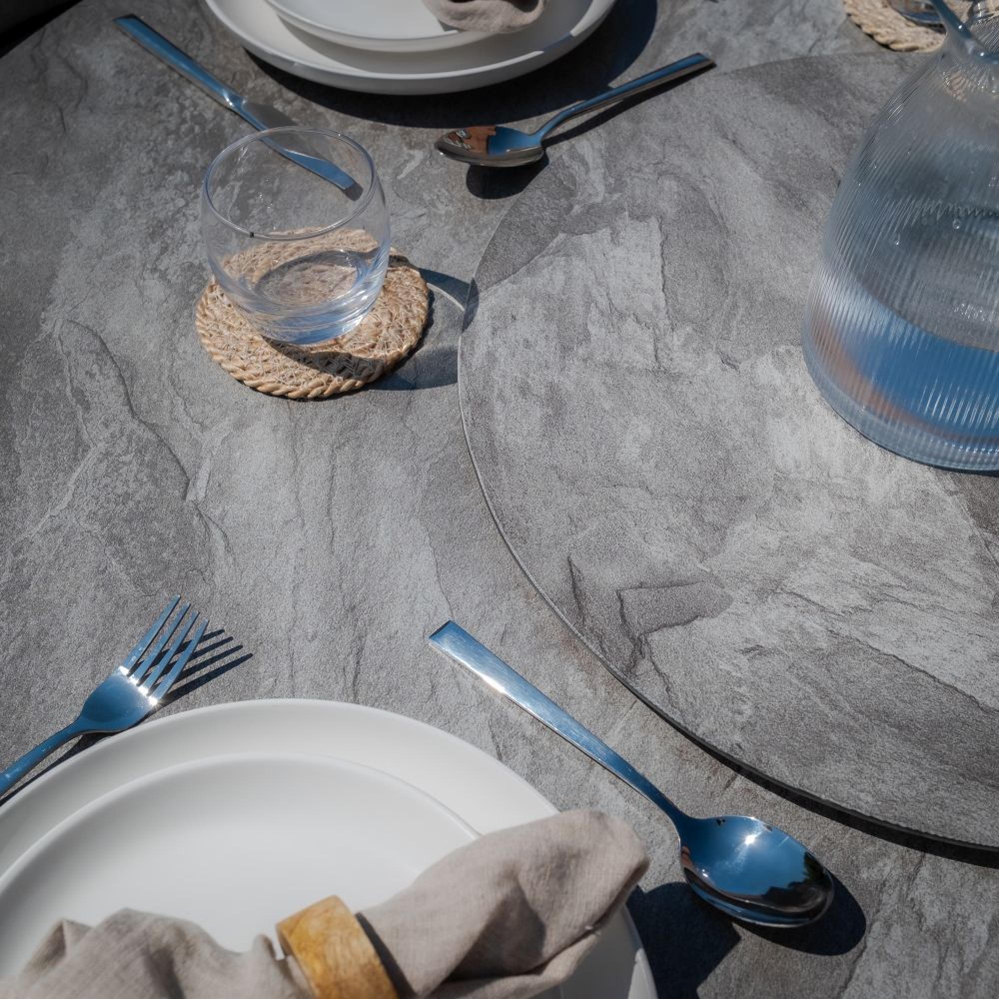 Product photograph of Maze Maldives Cool Linen 4 Seat Lazy Susan Round Dining Set from Choice Furniture Superstore.