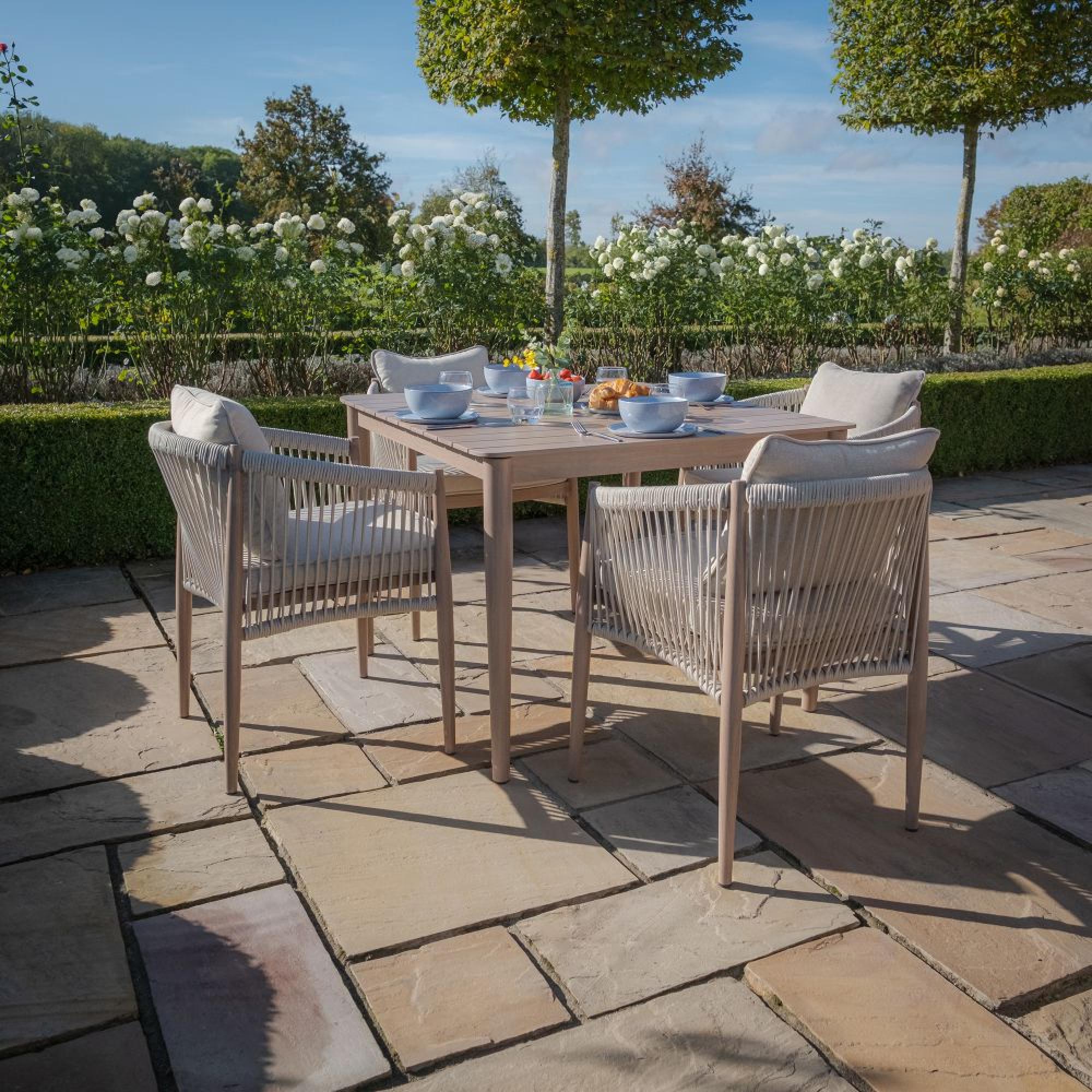 Product photograph of Maze Havana Natural Linen 4 Seat Square Dining Set from Choice Furniture Superstore.