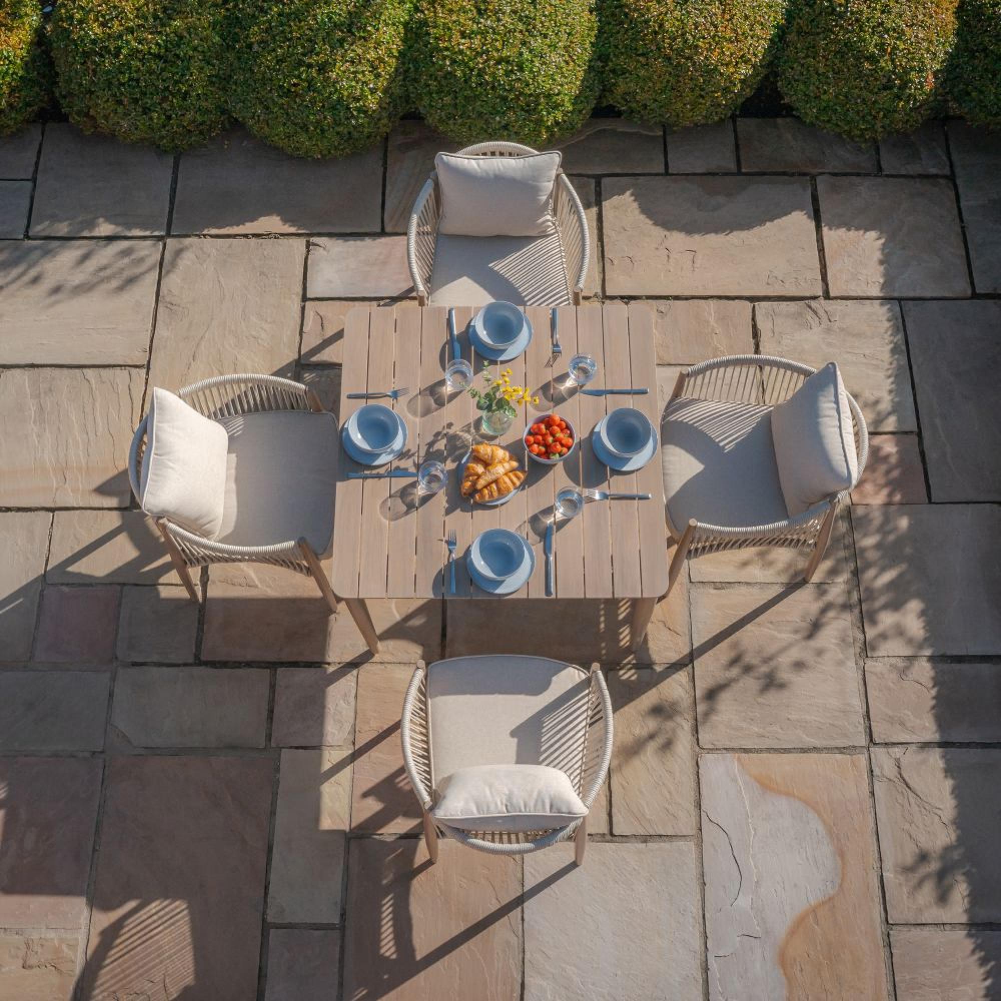 Product photograph of Maze Havana Natural Linen 4 Seat Square Dining Set from Choice Furniture Superstore.