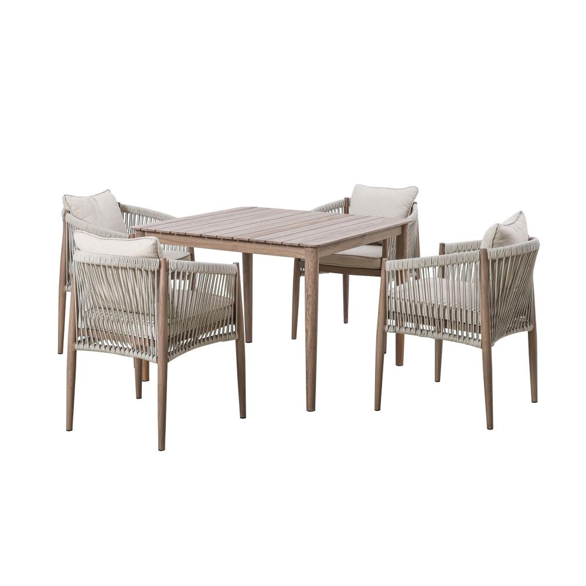 Product photograph of Maze Havana Natural Linen 4 Seat Square Dining Set from Choice Furniture Superstore.