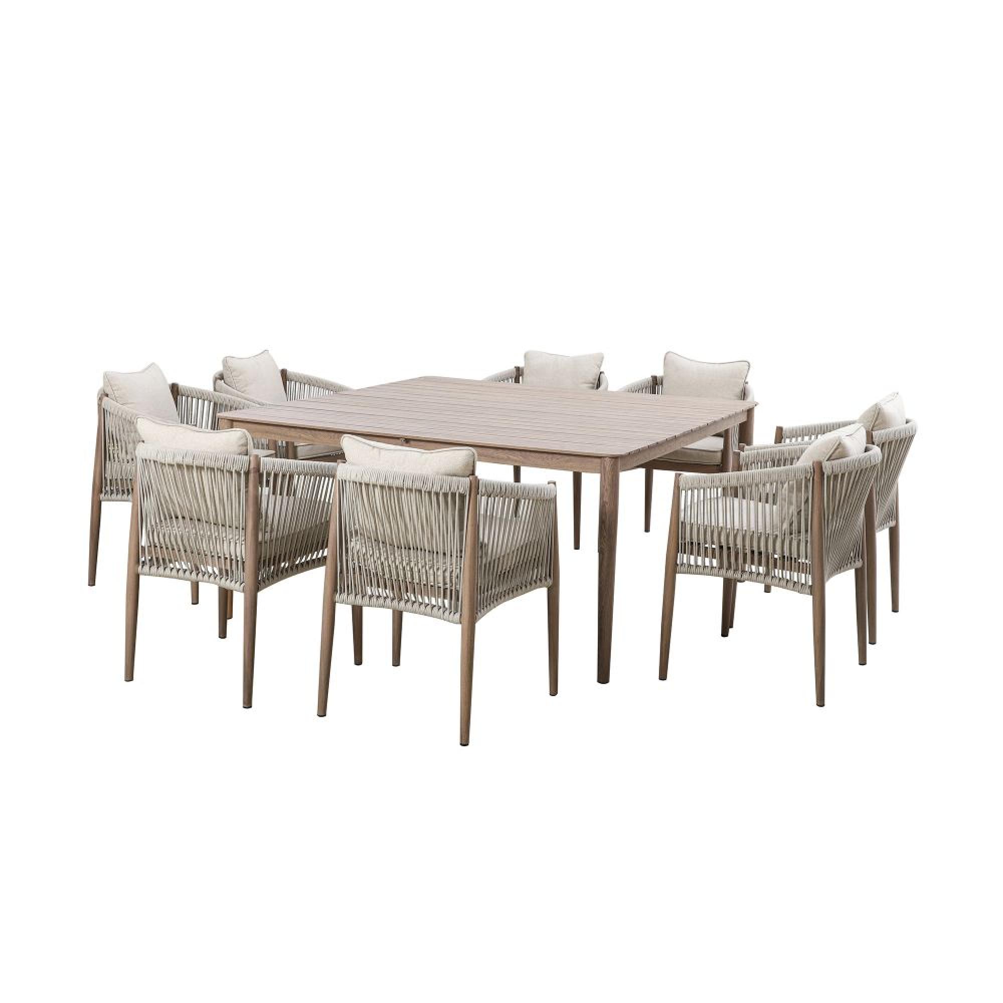 Product photograph of Maze Havana Natural Linen 8 Seat Square Dining Set from Choice Furniture Superstore.