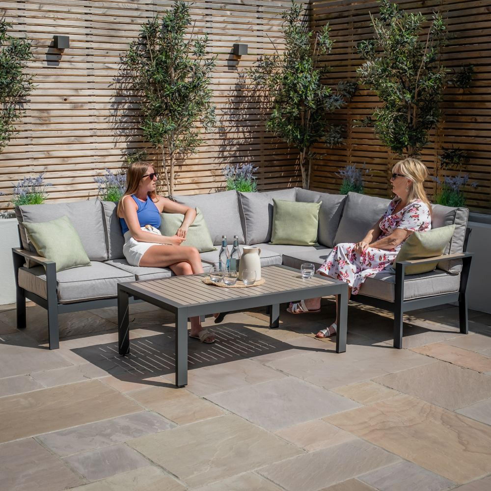 Product photograph of Maze Vancouver Dove Grey Large Corner Sofa Set With Table from Choice Furniture Superstore.