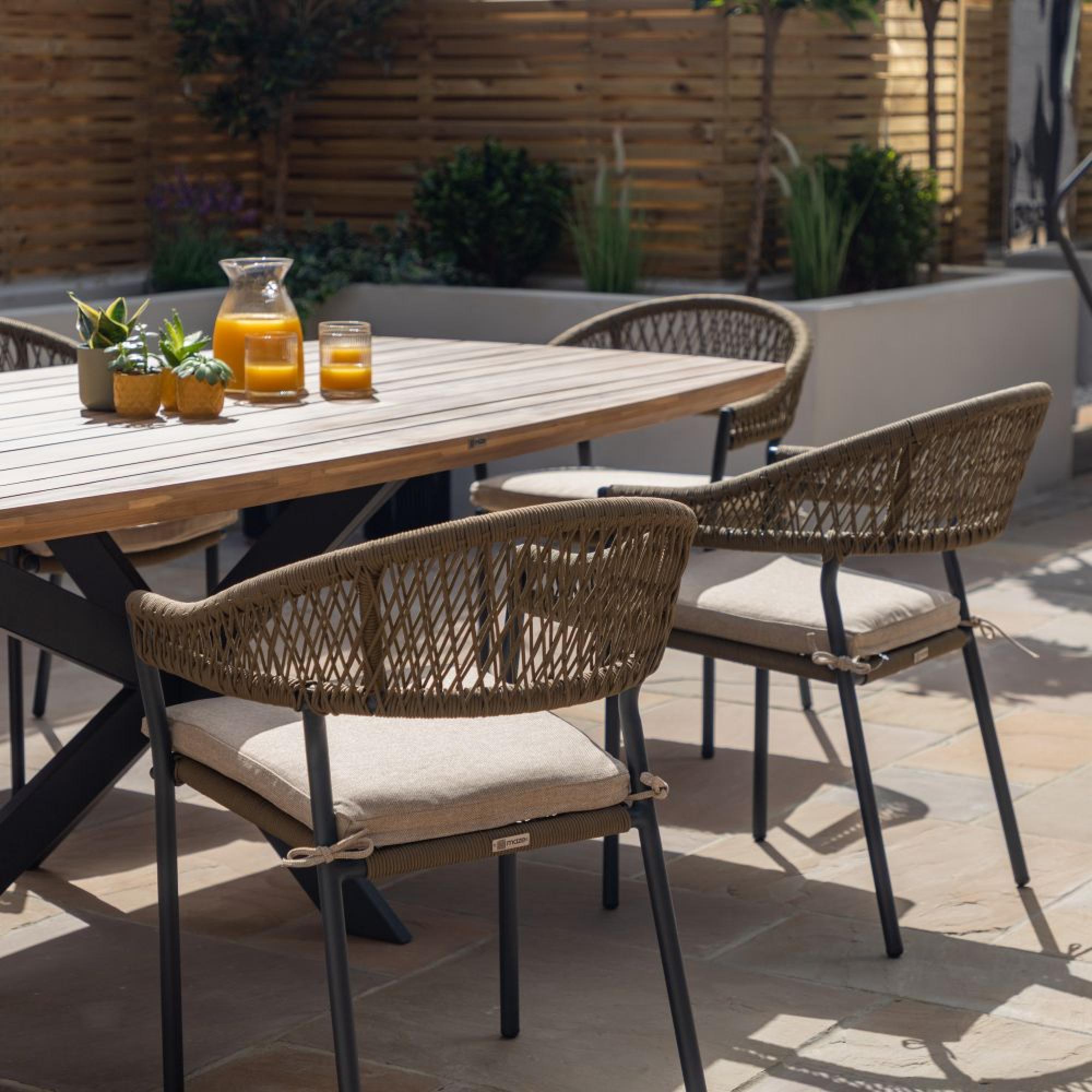 Product photograph of Maze New Bali Sandstone 8 Seat Oval Dining Set from Choice Furniture Superstore.