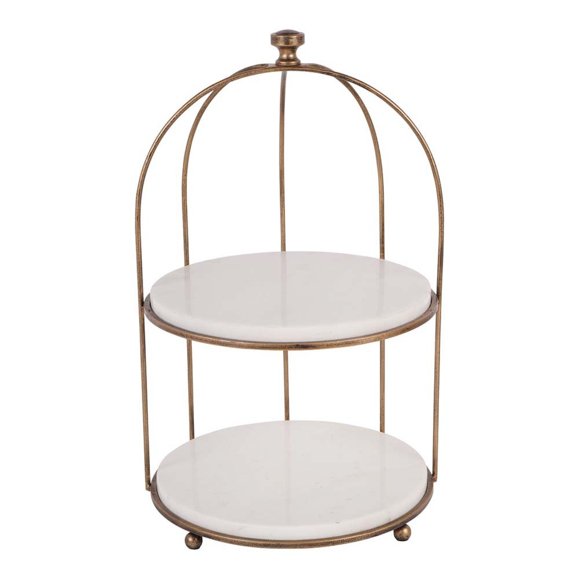 Product photograph of Libra Belvedere Aged Gold Two Tiered Stand from Choice Furniture Superstore.