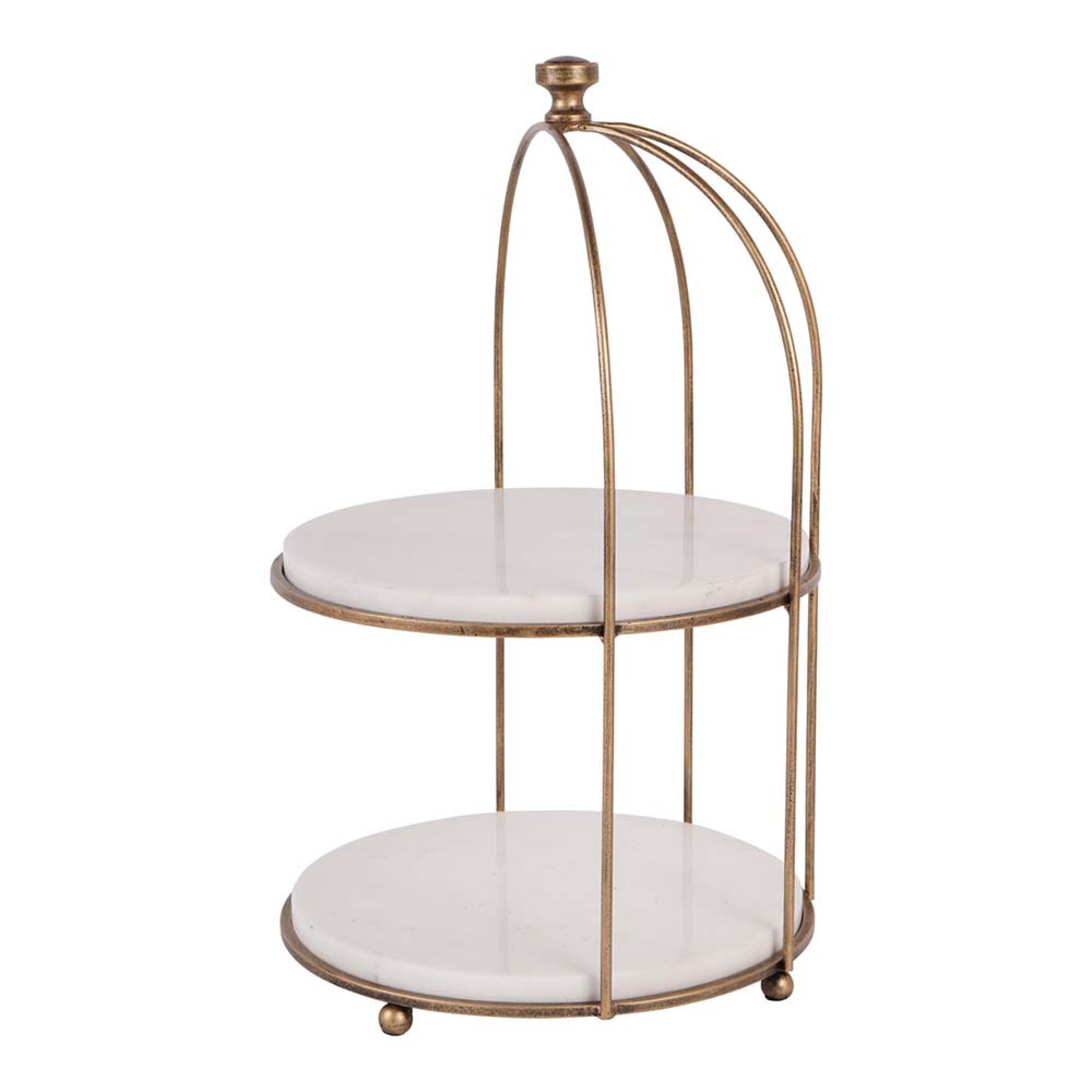 Product photograph of Libra Belvedere Aged Gold Two Tiered Stand from Choice Furniture Superstore.