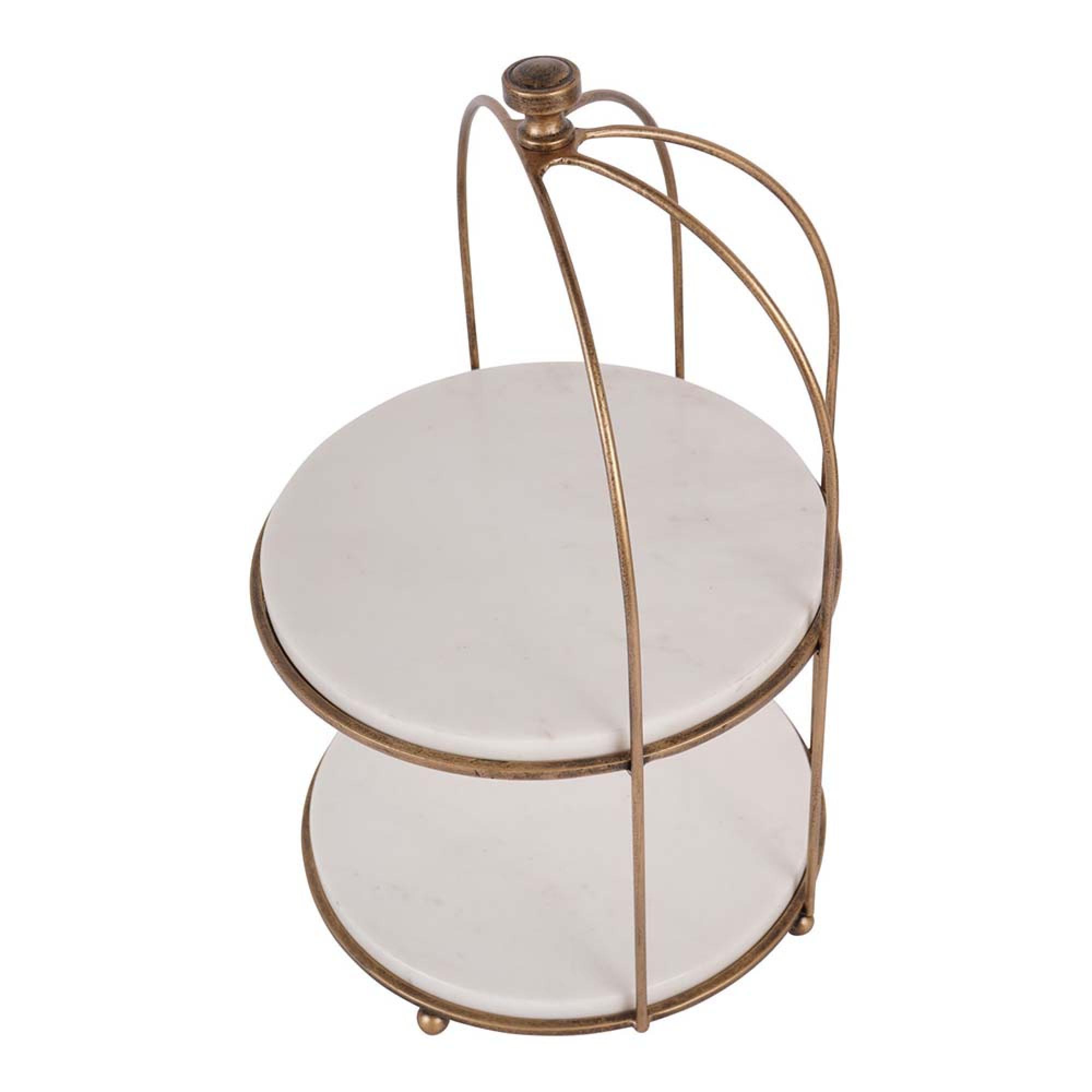 Product photograph of Libra Belvedere Aged Gold Two Tiered Stand from Choice Furniture Superstore.