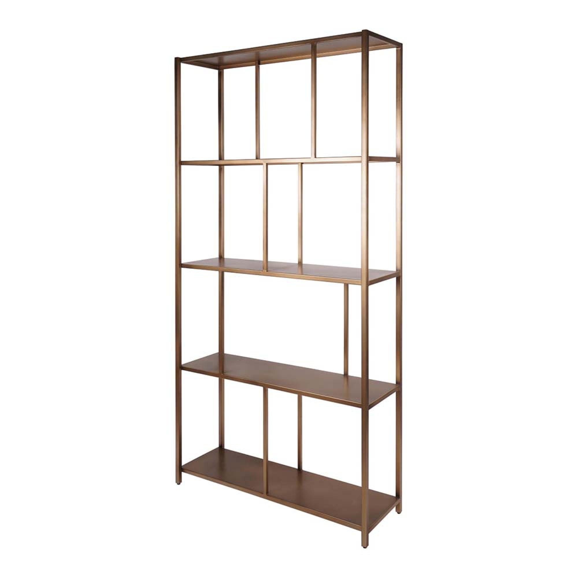 Product photograph of Libra Brooks Tall Shelving Unit Brushed Champagne from Choice Furniture Superstore.
