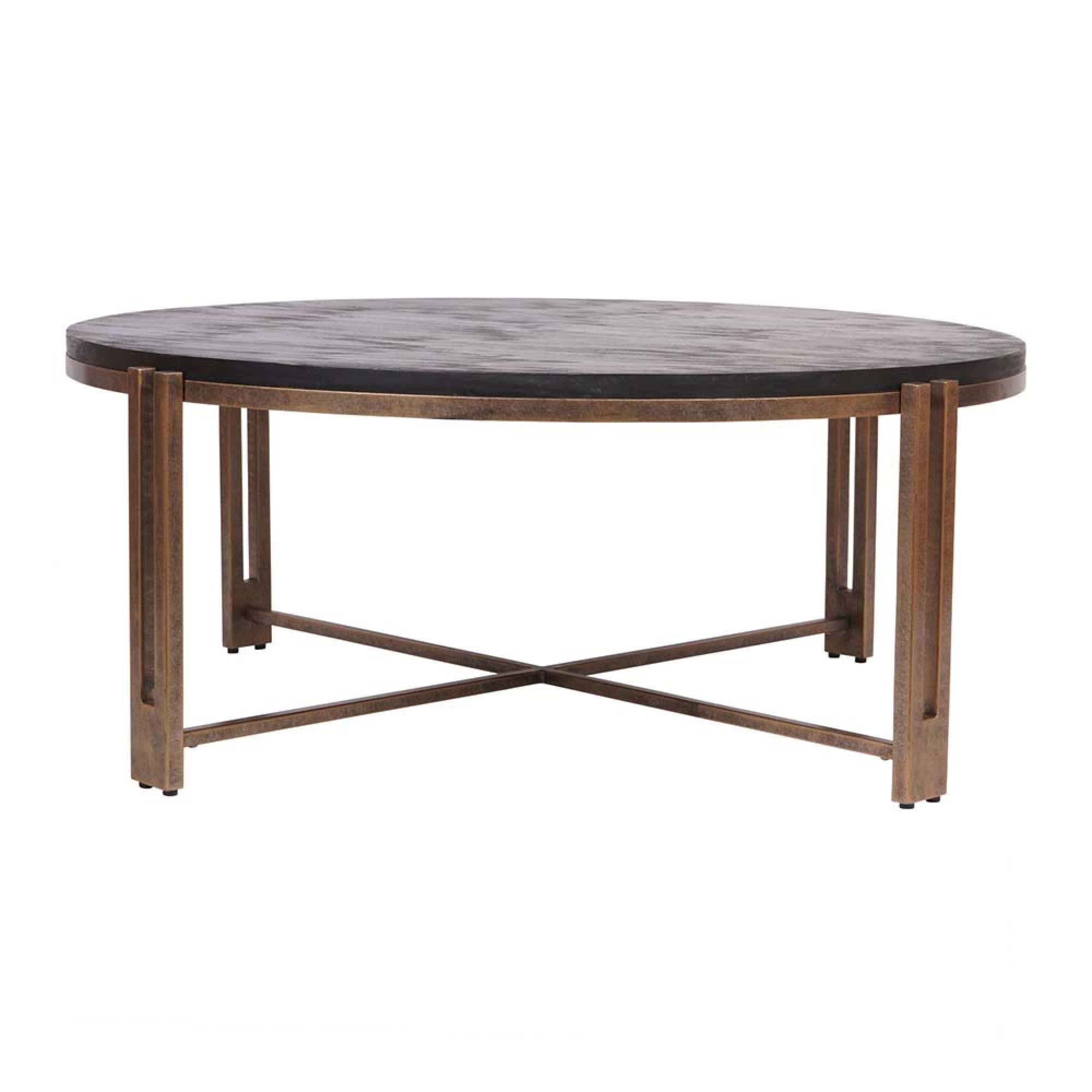 Product photograph of Libra Dalston Black Sandblasted Wood And Champagne Frame Coffee Table from Choice Furniture Superstore.