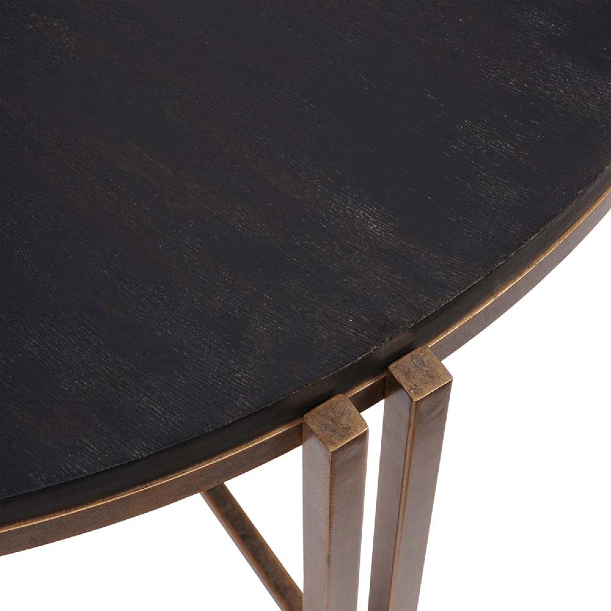 Product photograph of Libra Dalston Black Sandblasted Wood And Champagne Frame Coffee Table from Choice Furniture Superstore.