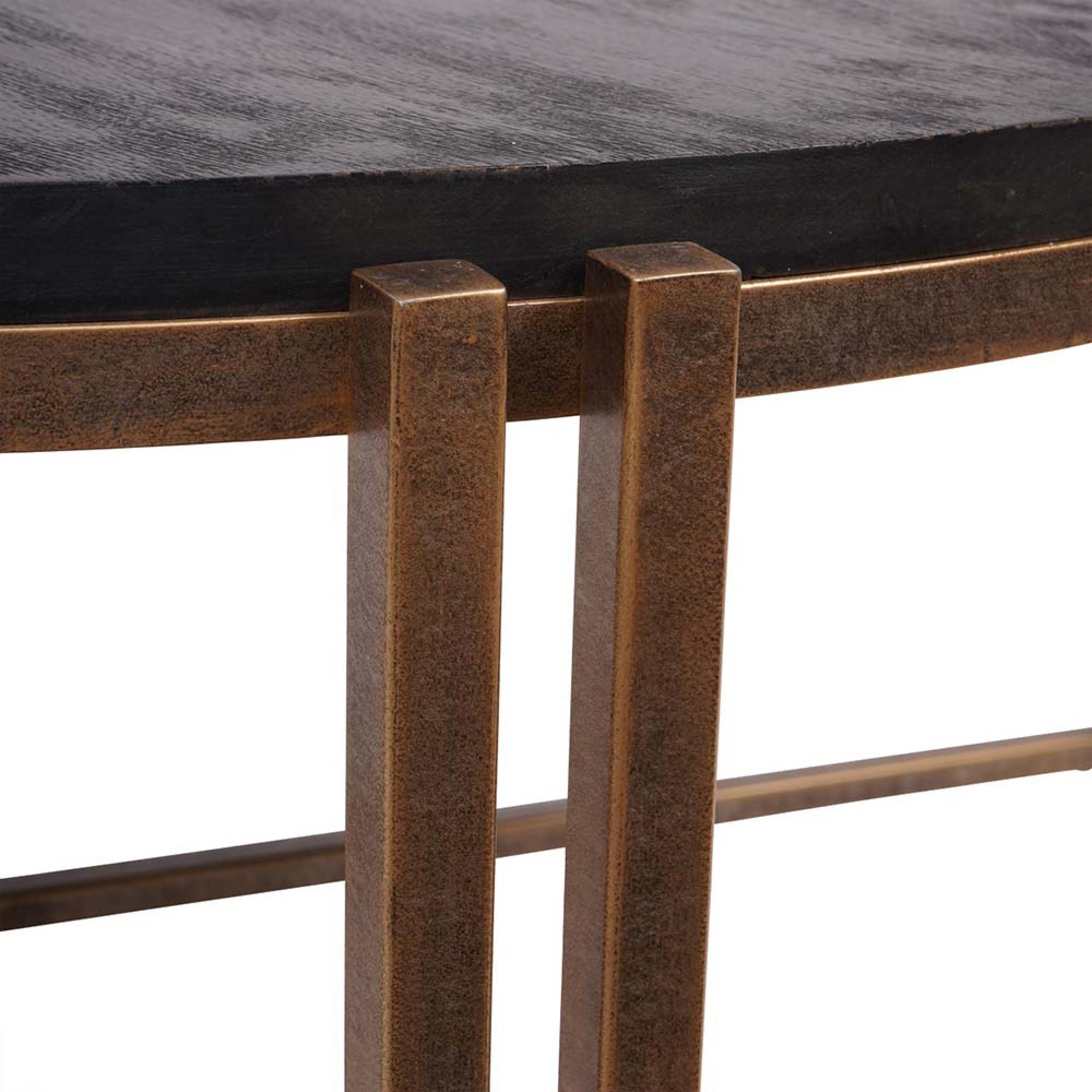 Product photograph of Libra Dalston Black Sandblasted Wood And Champagne Frame Coffee Table from Choice Furniture Superstore.
