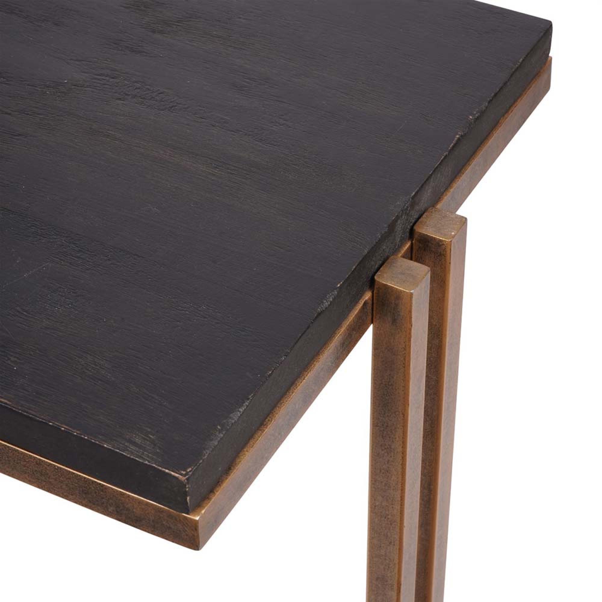 Product photograph of Libra Dalston Black Sandblasted Wood And Champagne Frame Console Table from Choice Furniture Superstore.
