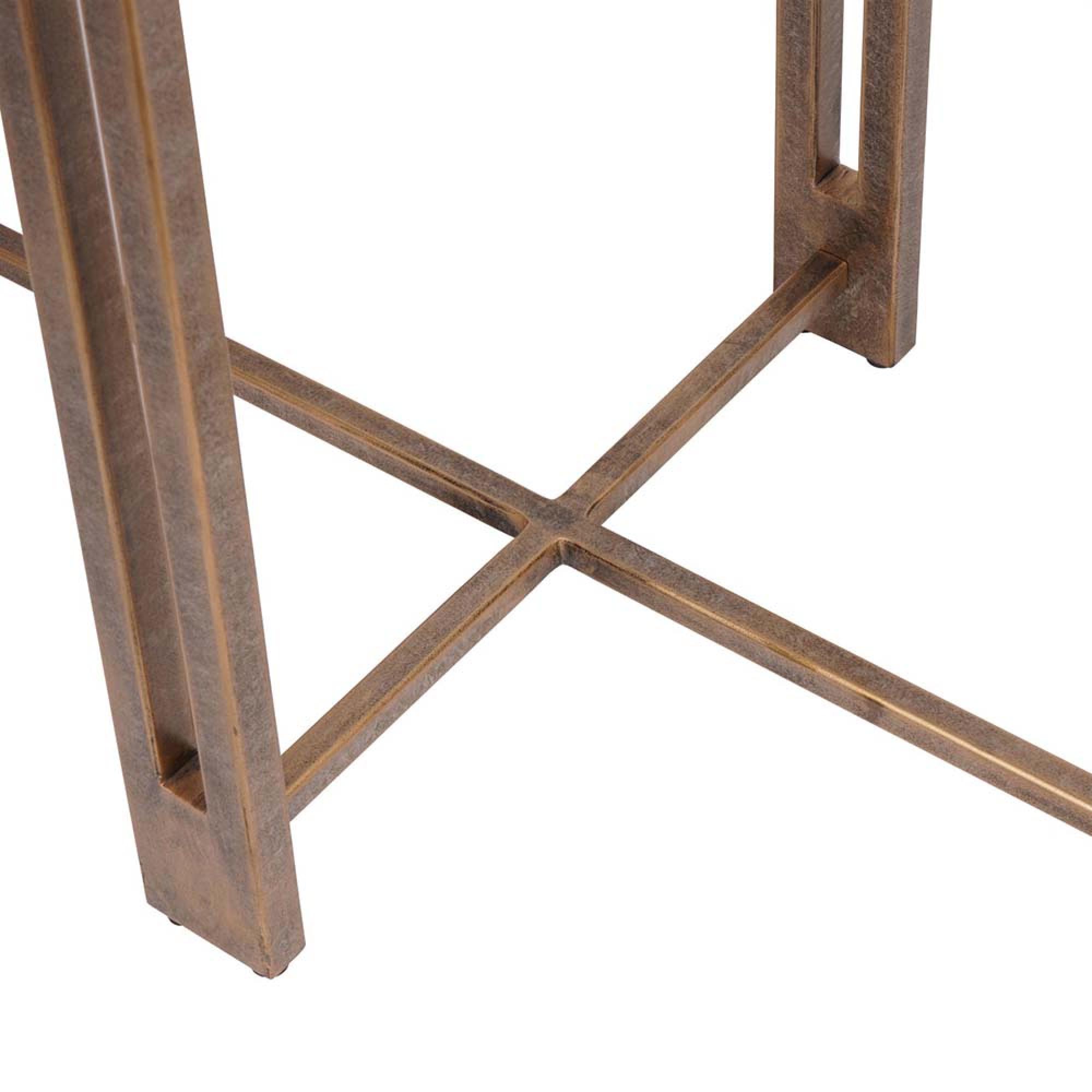 Product photograph of Libra Dalston Black Sandblasted Wood And Champagne Frame Console Table from Choice Furniture Superstore.