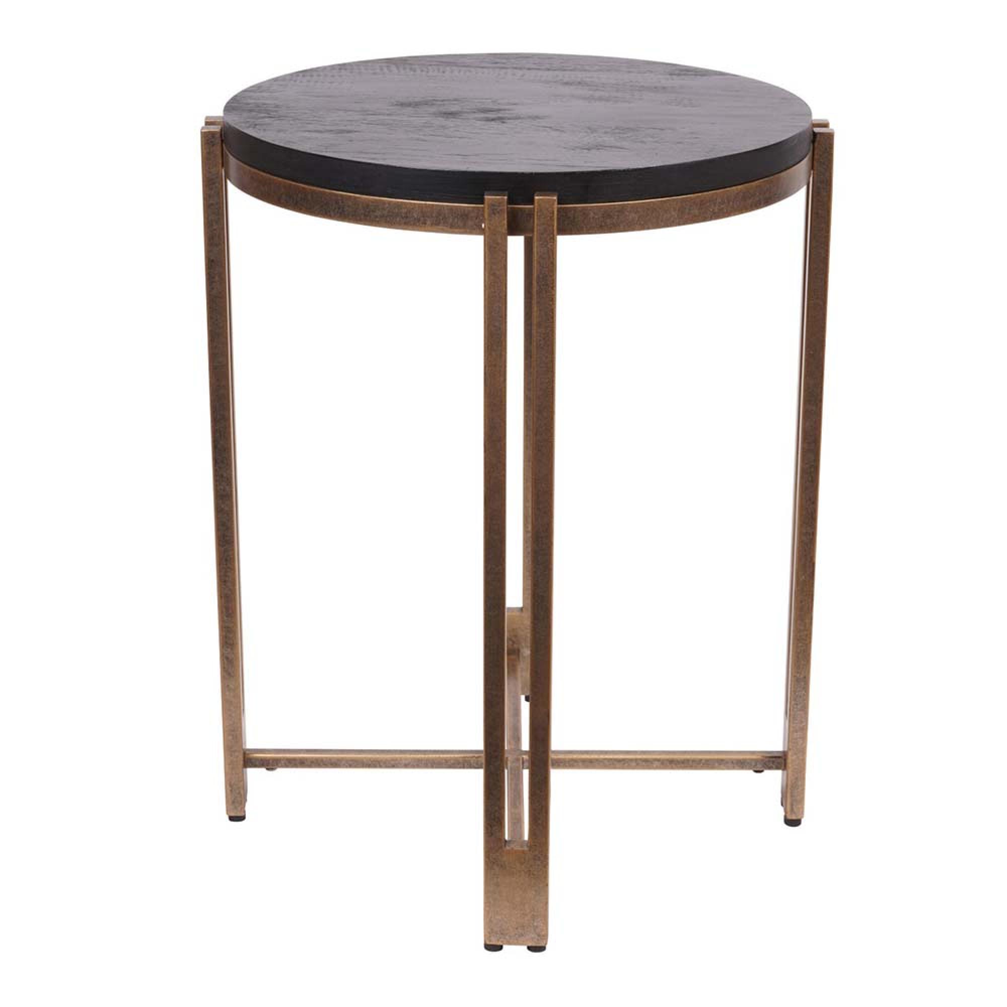 Product photograph of Libra Dalston Black Sandblasted Wood And Champagne Frame Side Table from Choice Furniture Superstore.