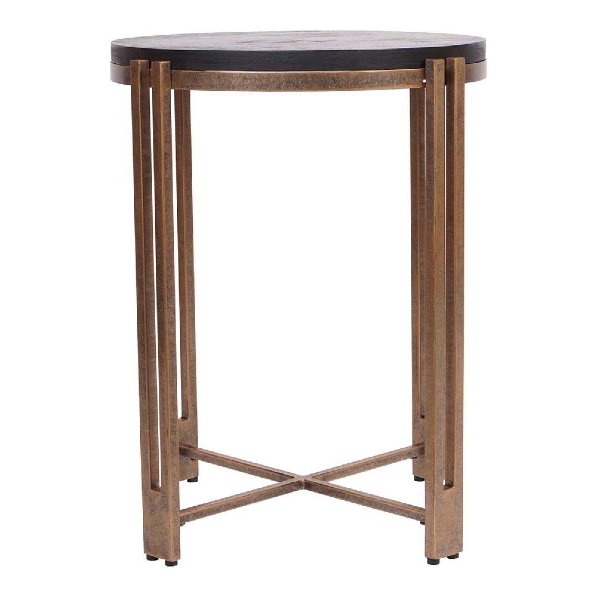 Product photograph of Libra Dalston Black Sandblasted Wood And Champagne Frame Side Table from Choice Furniture Superstore.