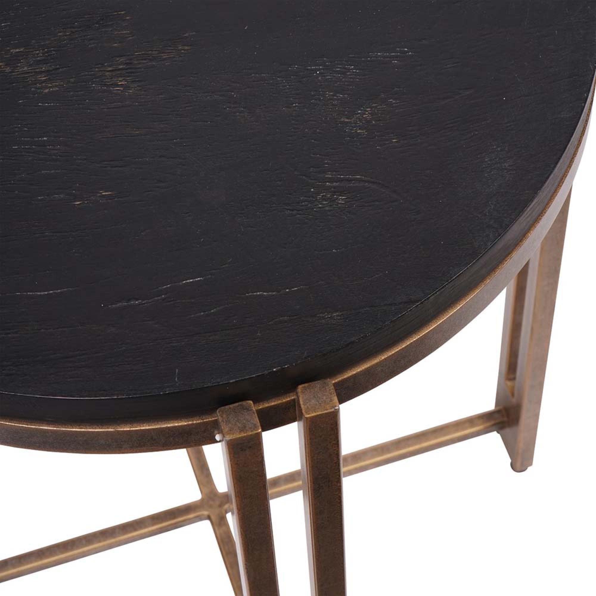 Product photograph of Libra Dalston Black Sandblasted Wood And Champagne Frame Side Table from Choice Furniture Superstore.