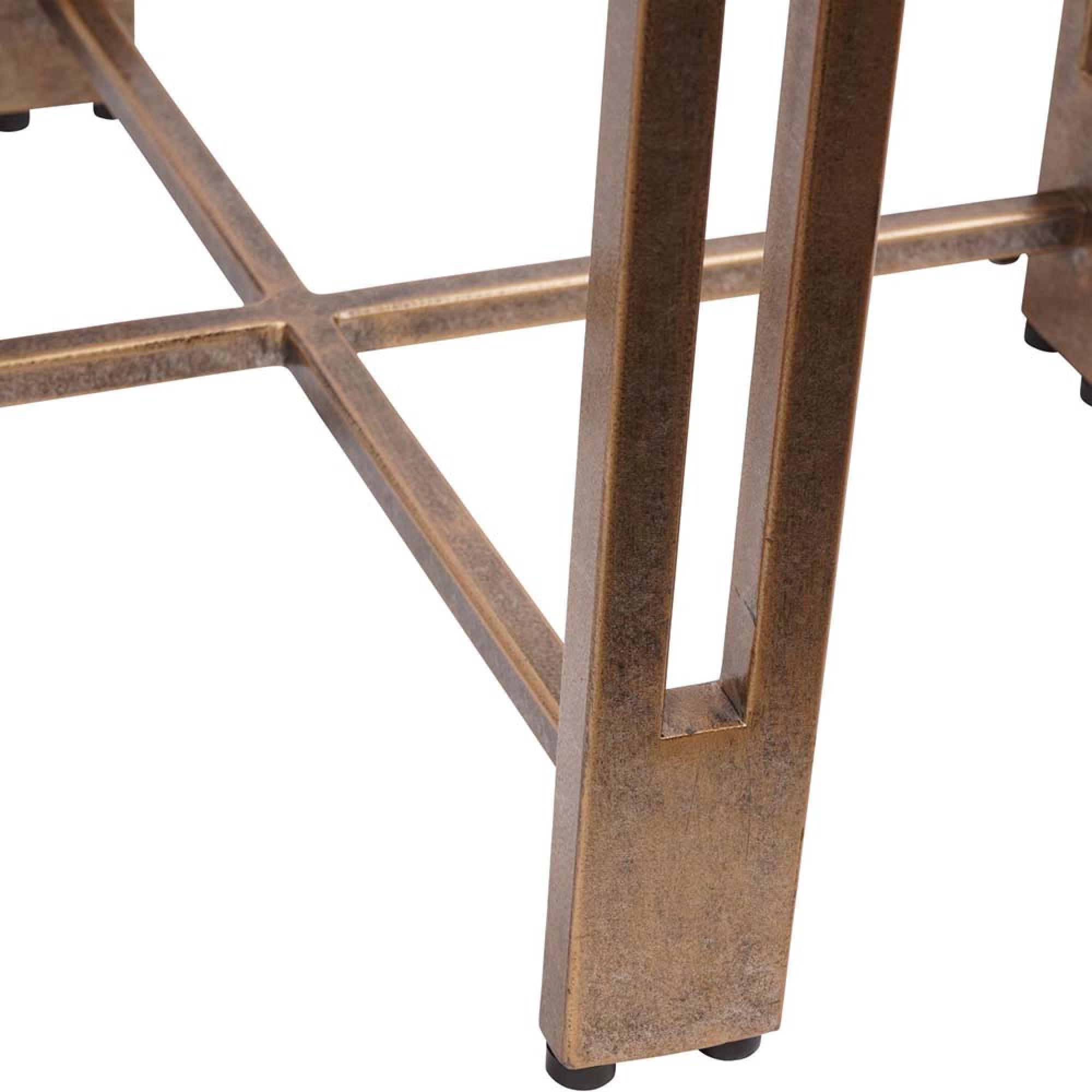 Product photograph of Libra Dalston Black Sandblasted Wood And Champagne Frame Side Table from Choice Furniture Superstore.