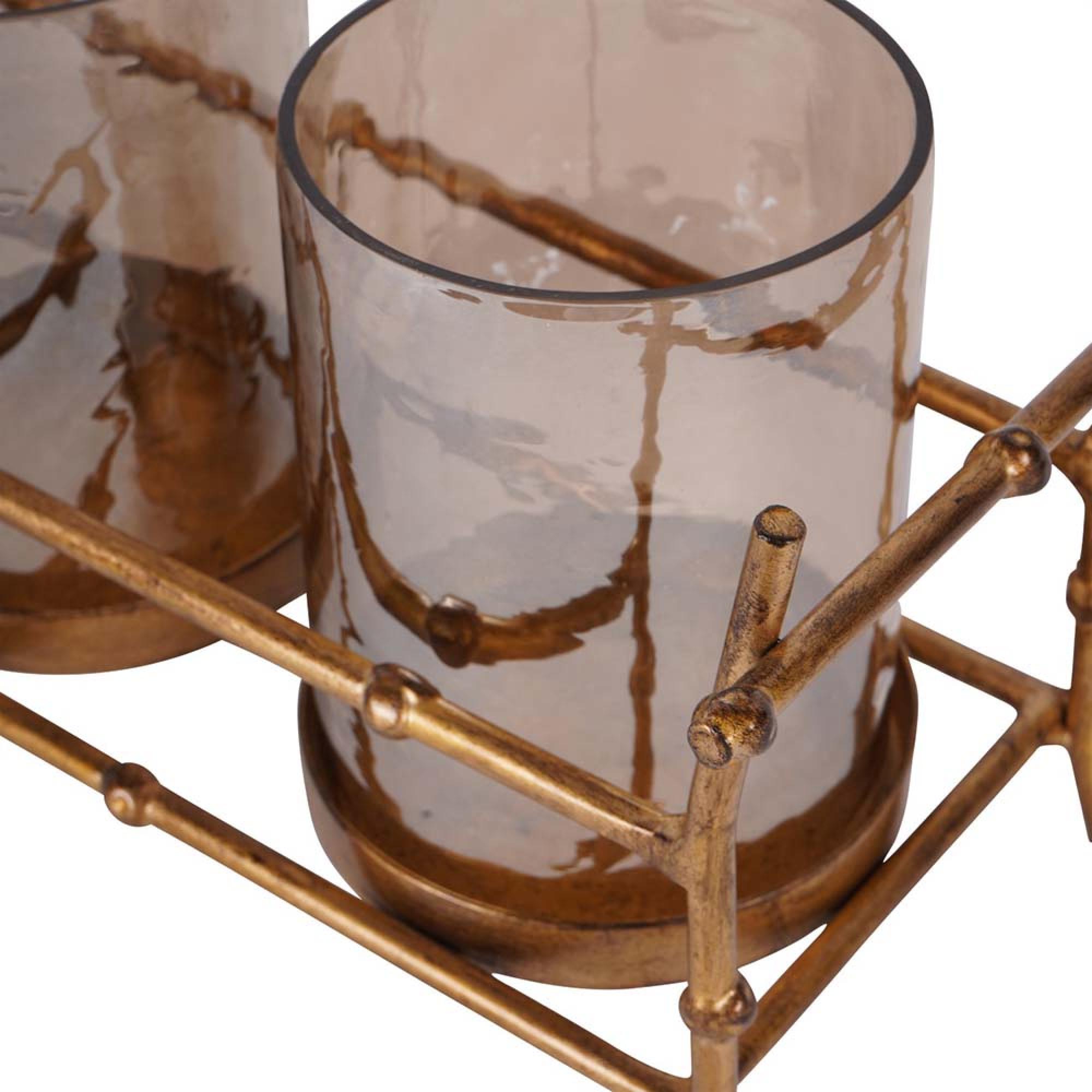 Product photograph of Libra Laura Ashley Astaire Bamboo 5 Hurricane Candle Holder from Choice Furniture Superstore.