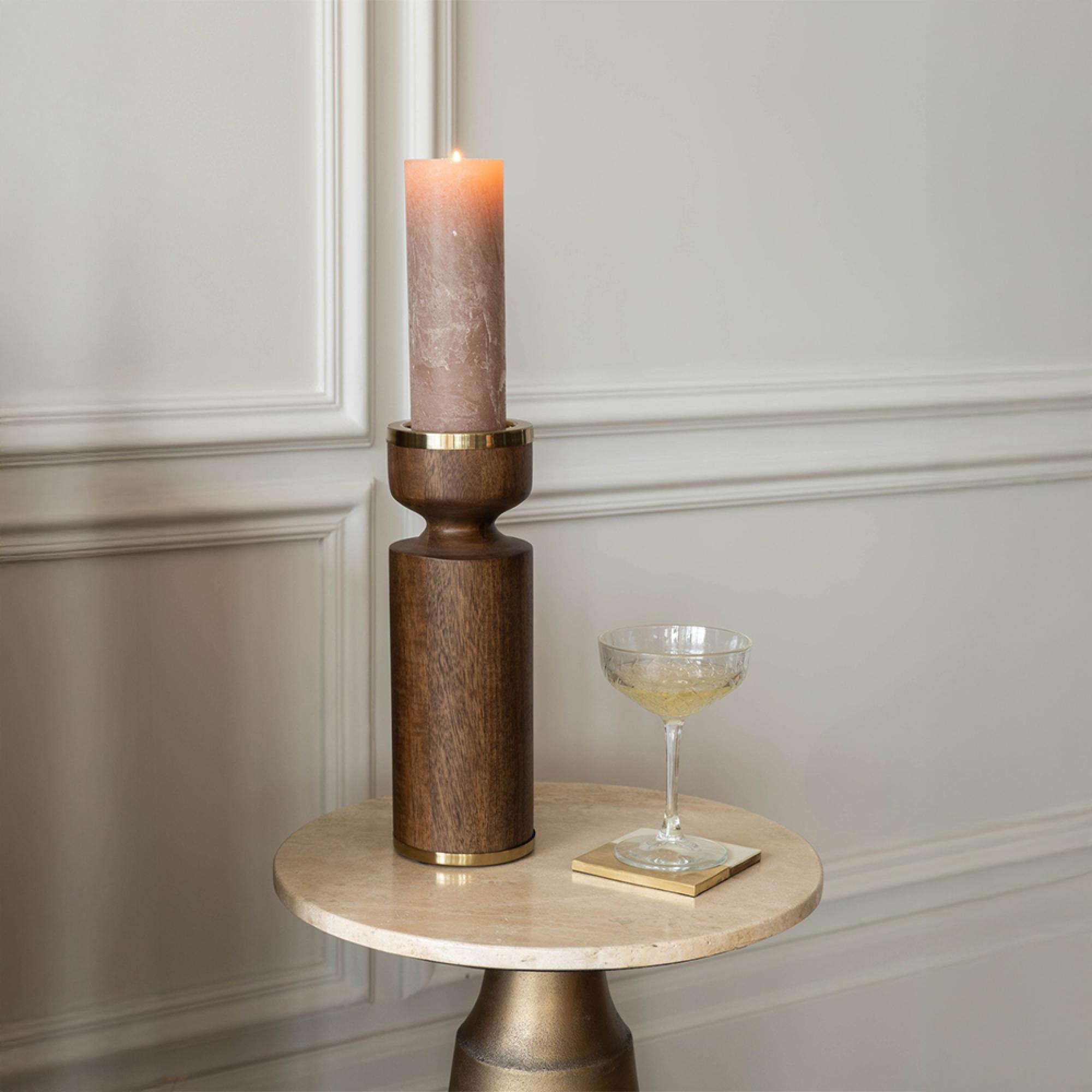Product photograph of Libra Amalfi Wooden Pillar Holder 31cm from Choice Furniture Superstore.
