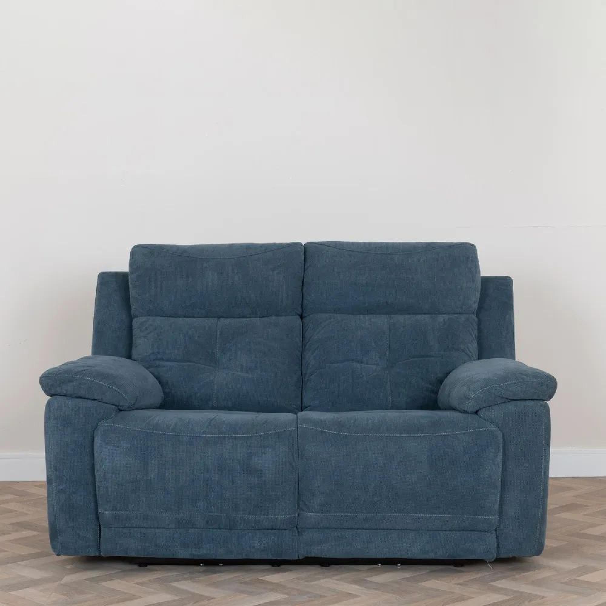 Product photograph of Augusta Ancona Blue Fabric 3 2 1 Electric Recliner Sofa Set from Choice Furniture Superstore.