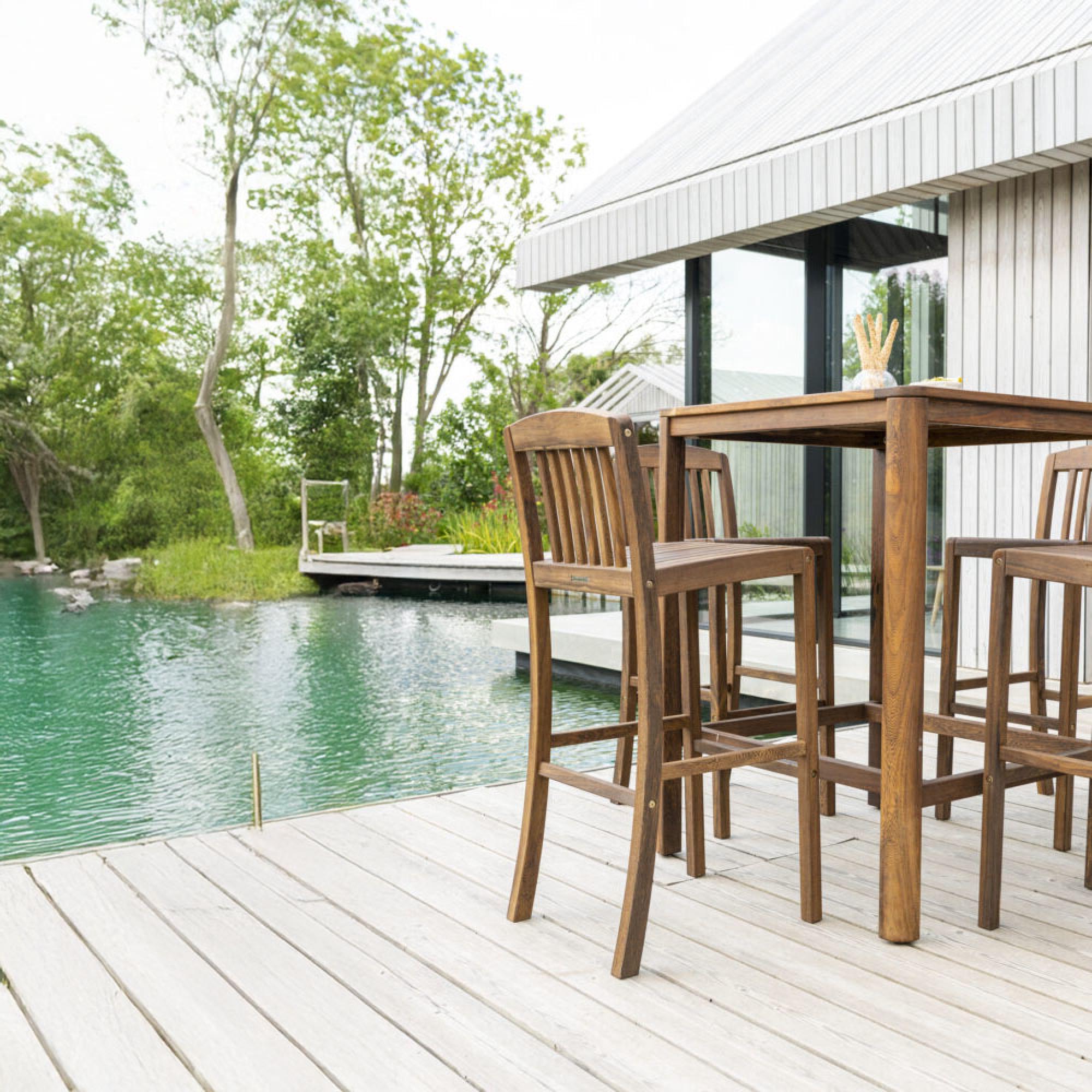 Product photograph of Alexander Rose Bolney Acacia Wood Square Bar Table from Choice Furniture Superstore.