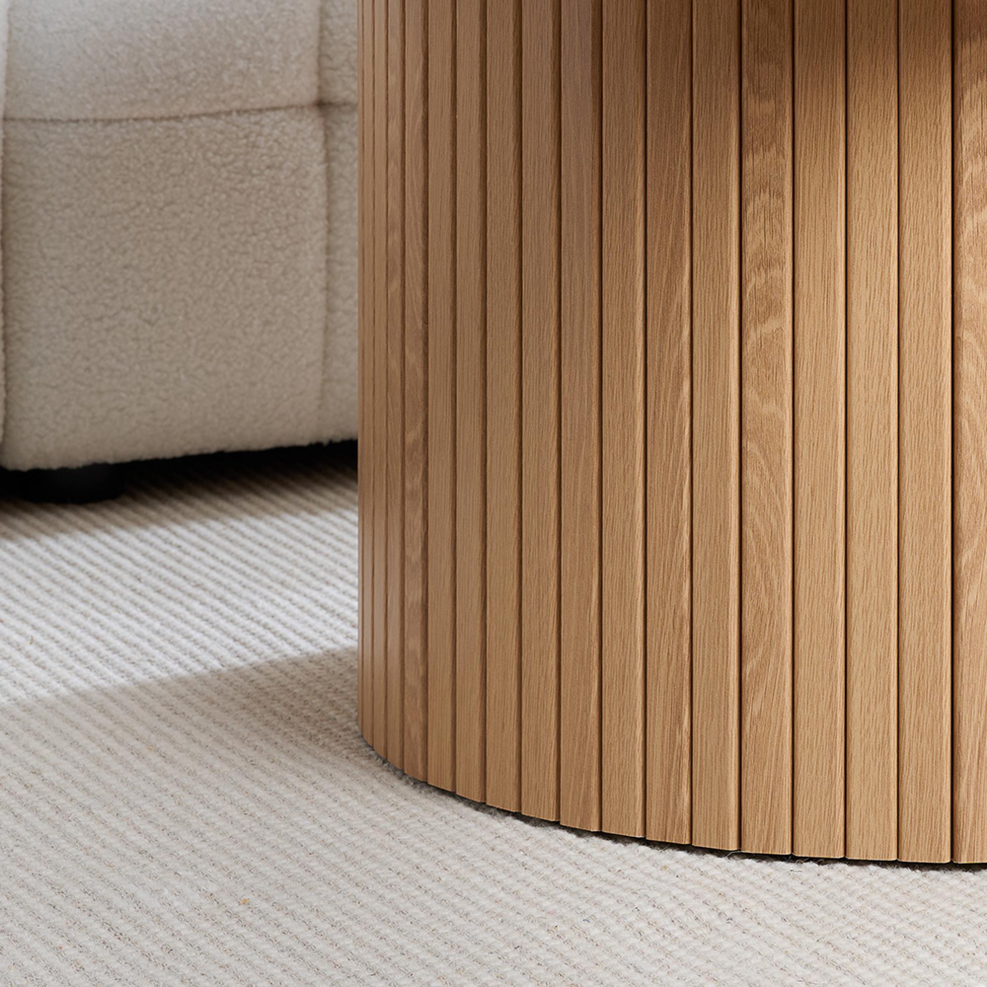 Product photograph of Axel Oak Fluted Round Coffee Table from Choice Furniture Superstore.