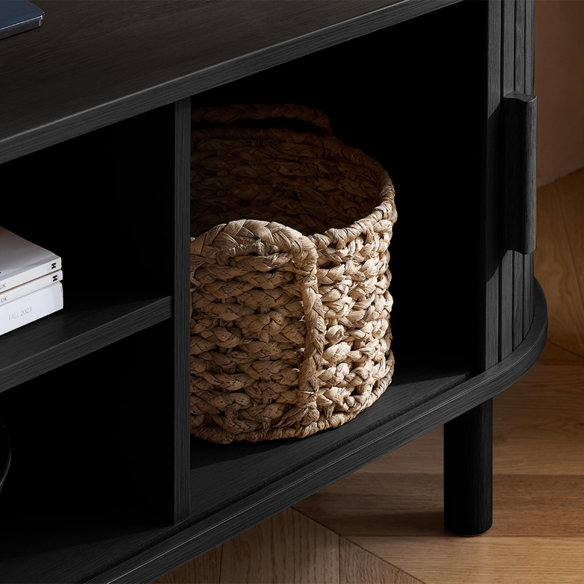 Product photograph of Axel Black Fluted Curved 140cm Tv Unit from Choice Furniture Superstore.