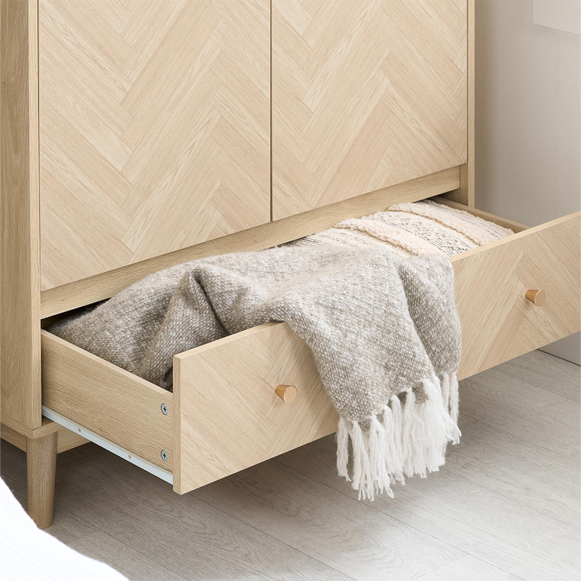 Product photograph of Herringford Oak 2 Door Wardrobe from Choice Furniture Superstore.