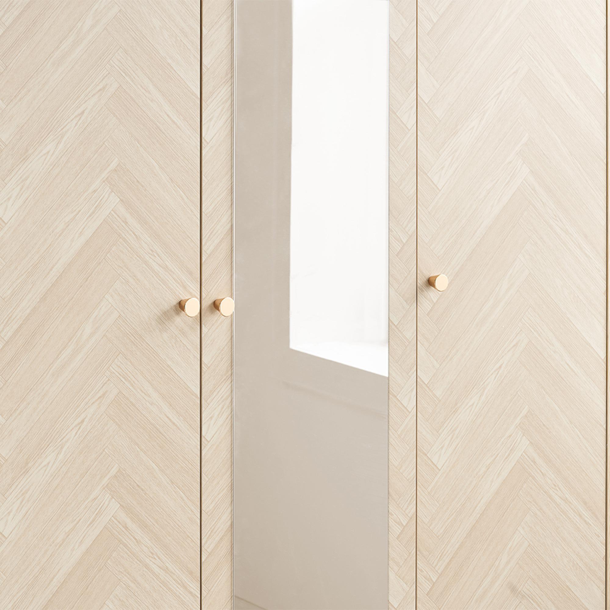 Product photograph of Herringford Oak 3 Door Mirror Wardrobe from Choice Furniture Superstore.